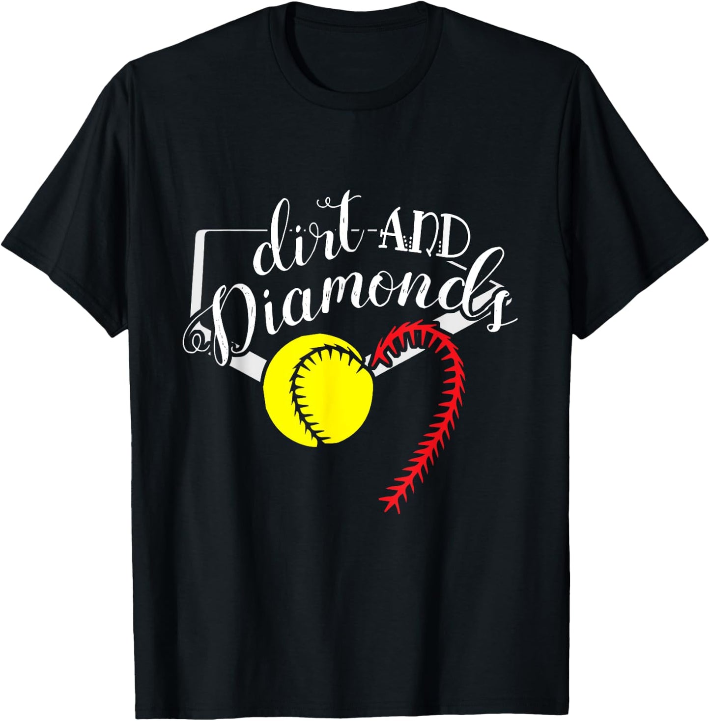 Softball Player Gift Dirt Diamonds Softball T-Shirt - T-Shirt | Black