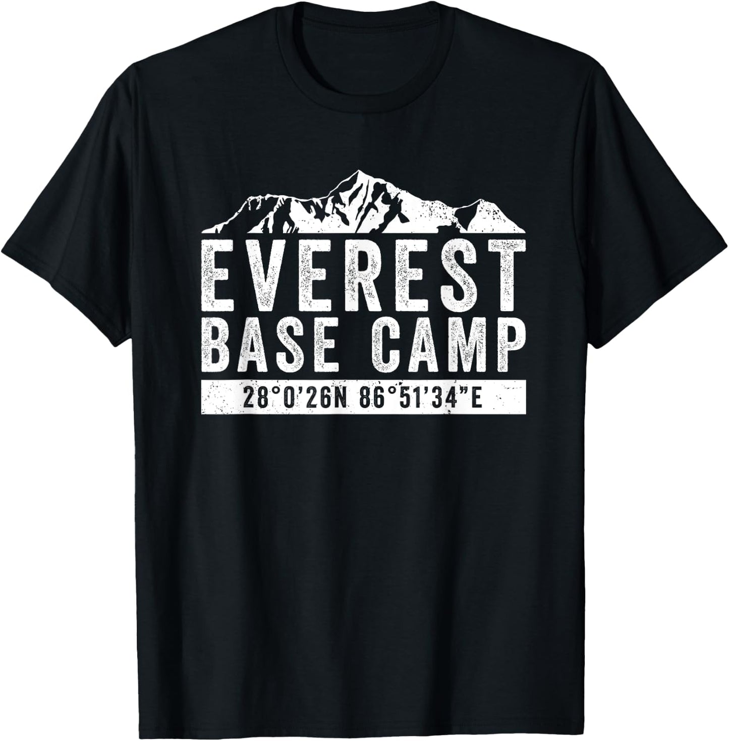 Everest Base Camp Coordinates Mt Everest Mountain Climbers T-Shirt - T-Shirt | Black