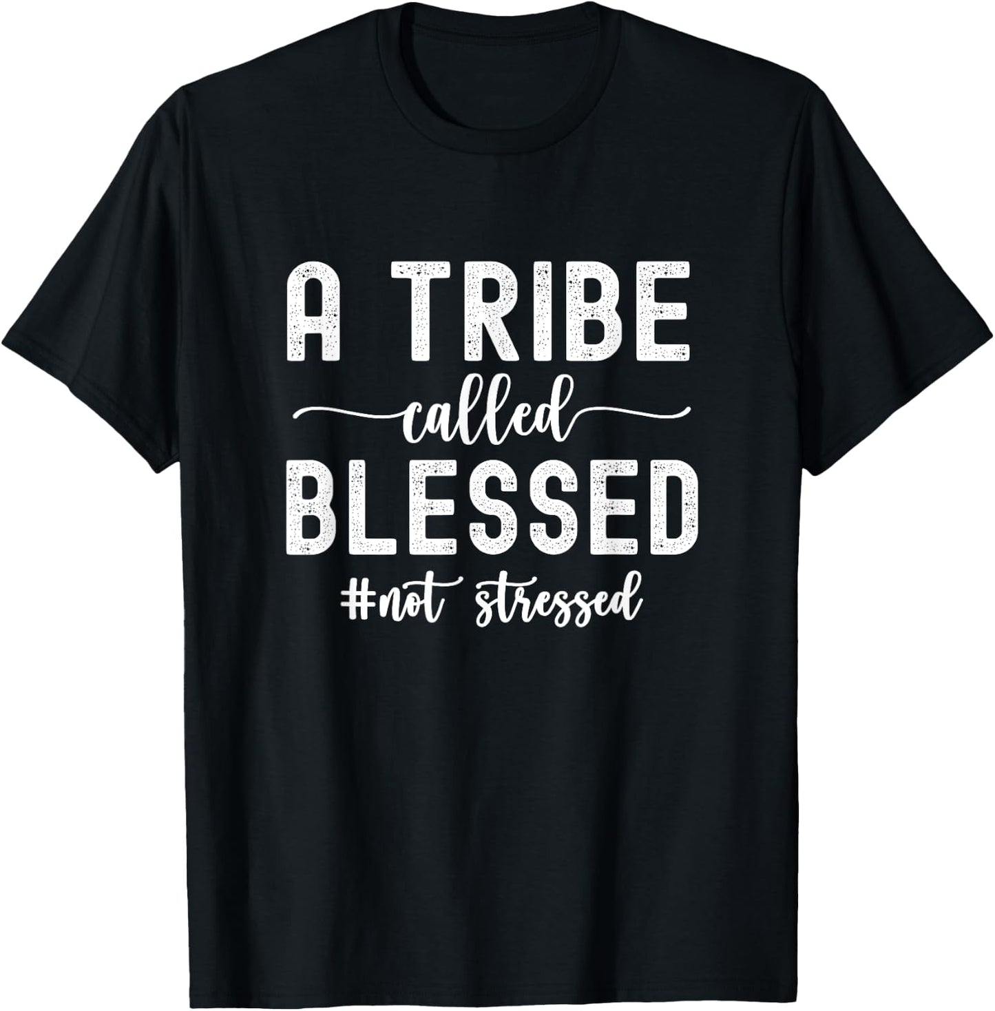 A Tribe Called Blessed Not Stressed Family Christian T-Shirt - T-Shirt | Black