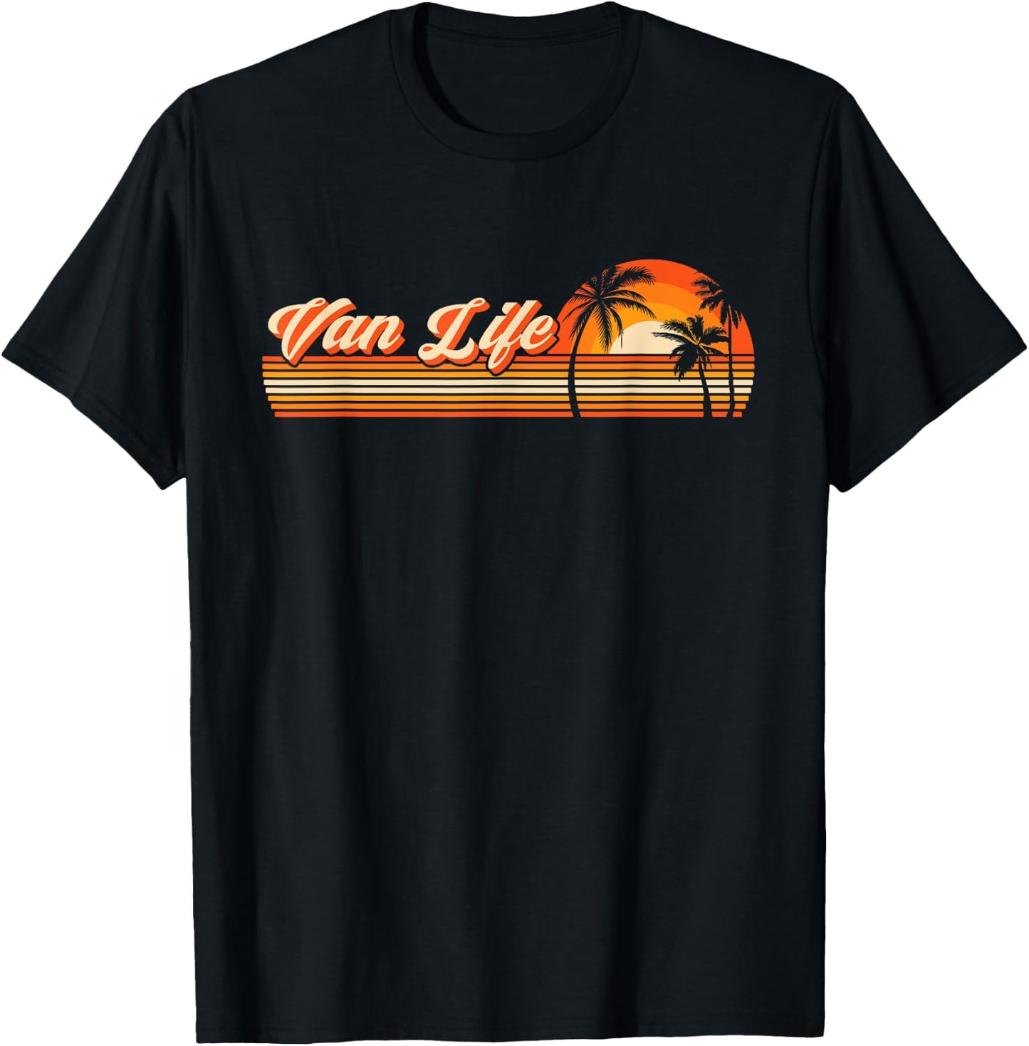 Retro Vintage Van Life is the Real Adventure T-Shirt - T-Shirt | Black