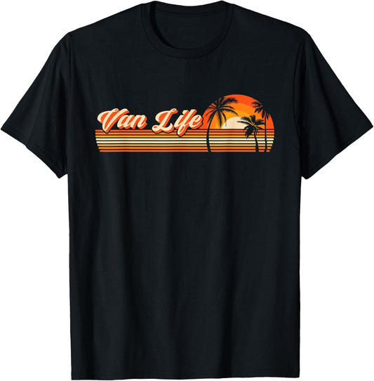 Retro Vintage Van Life is the Real Adventure T-Shirt - T-Shirt | Black