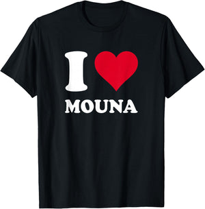 Red Heart "Ich Liebe Mouna" , Black, S T-Shirt - T-Shirt | Black