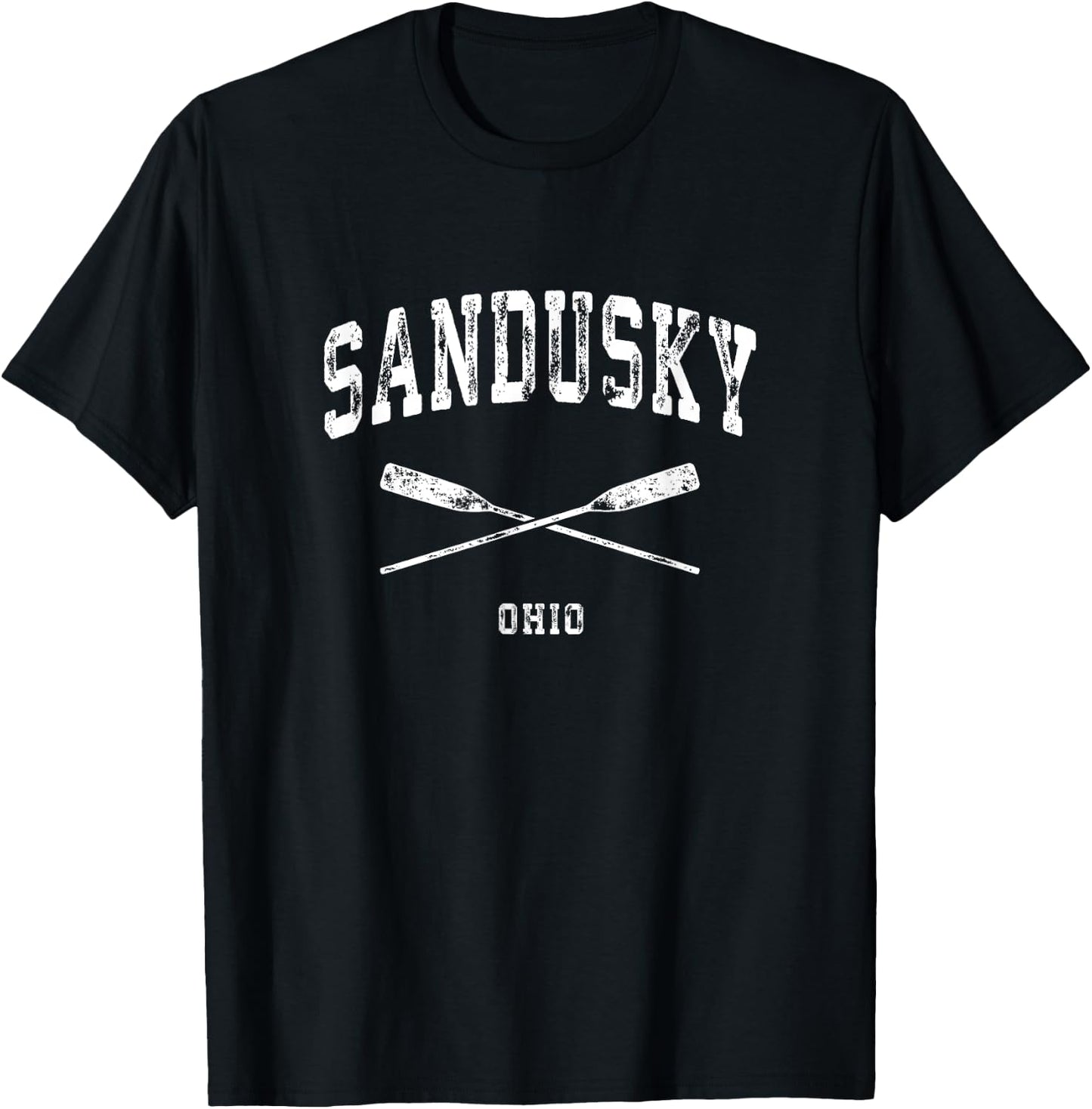 Sandusky Ohio Vintage Nautical Crossed Oars T-Shirt - T-Shirt | Black
