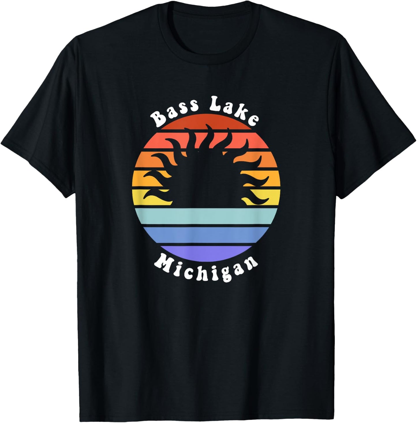 Bass Lake Michigan MI Sunset Summer Vacation Women Kids T-Shirt - T-Shirt | Black