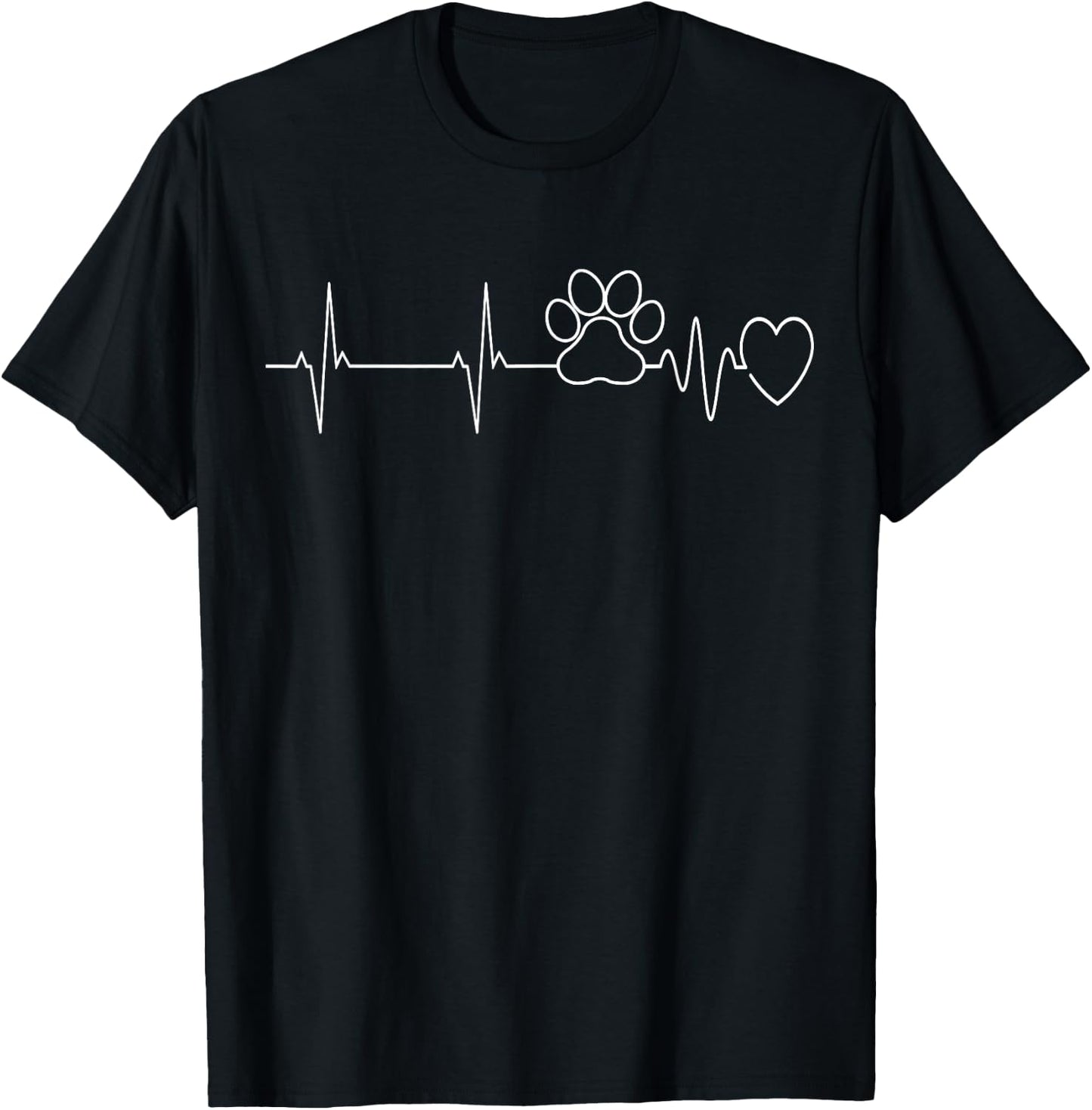 Paw Print Heartbeat EKG Veterinary Technician Vet Tech Gift T-Shirt - T-Shirt | Black