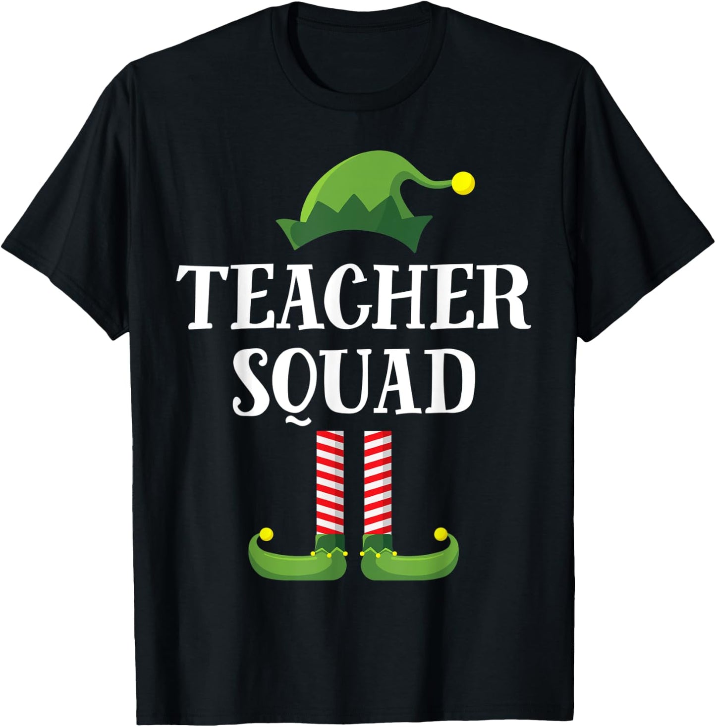 Teacher Squad Elf Matching Group Christmas School Party T-Shirt - T-Shirt | Black