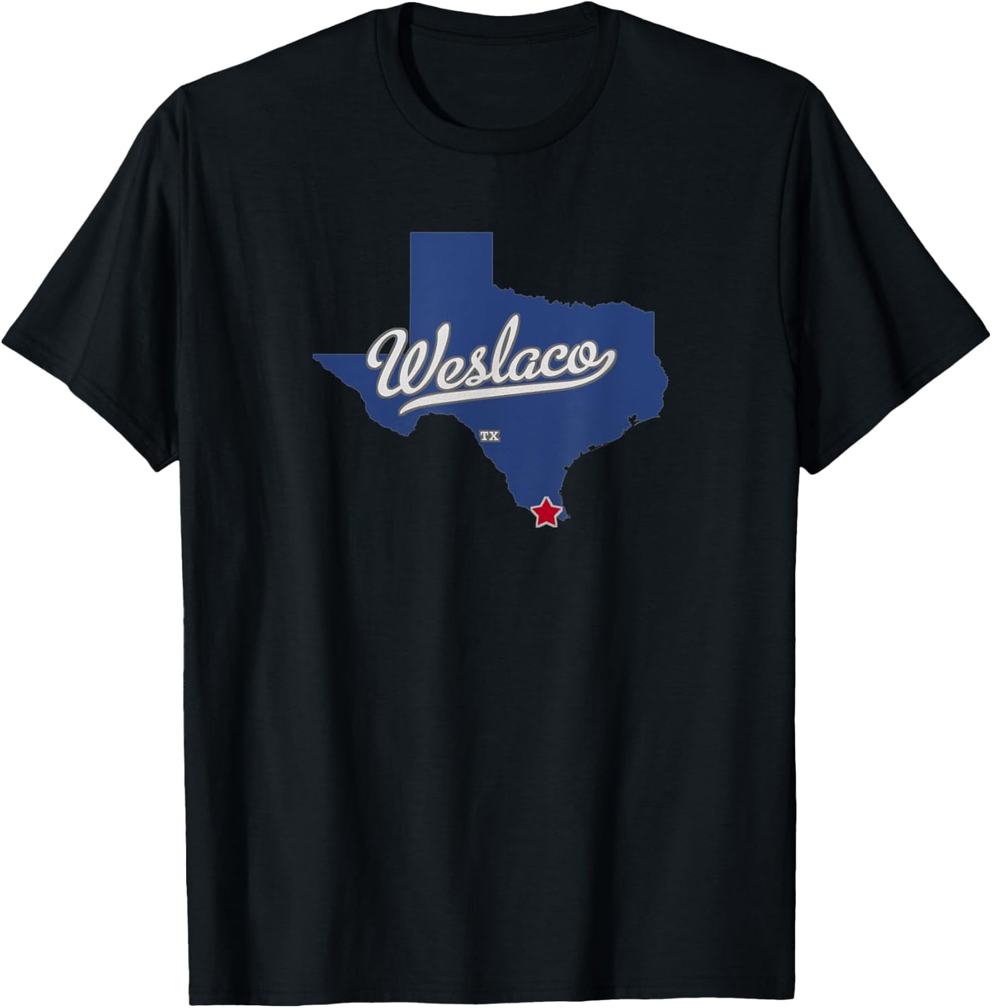 Weslaco Texas TX Map T-Shirt - T-Shirt | Black