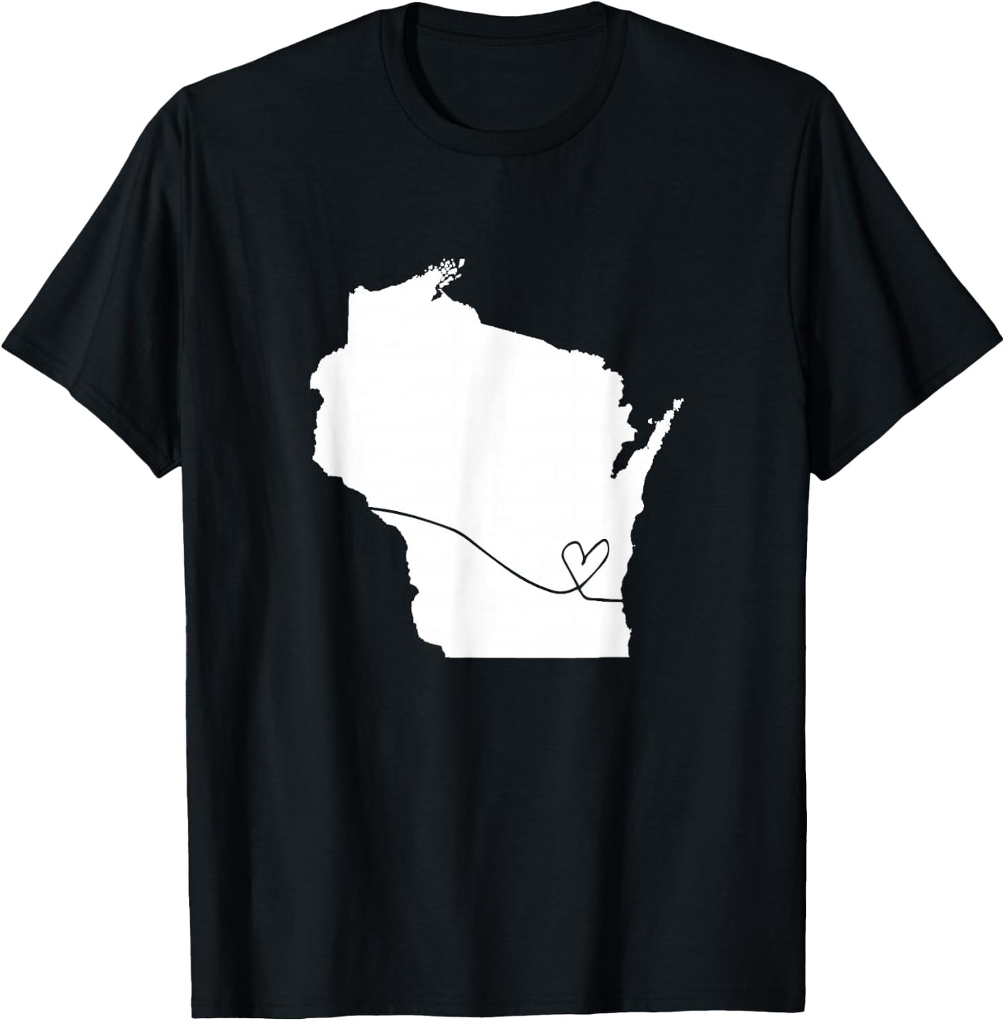 Wisconsin Love Heart Home State Midwest Wisco Vintage Retro T-Shirt - T-Shirt | Black