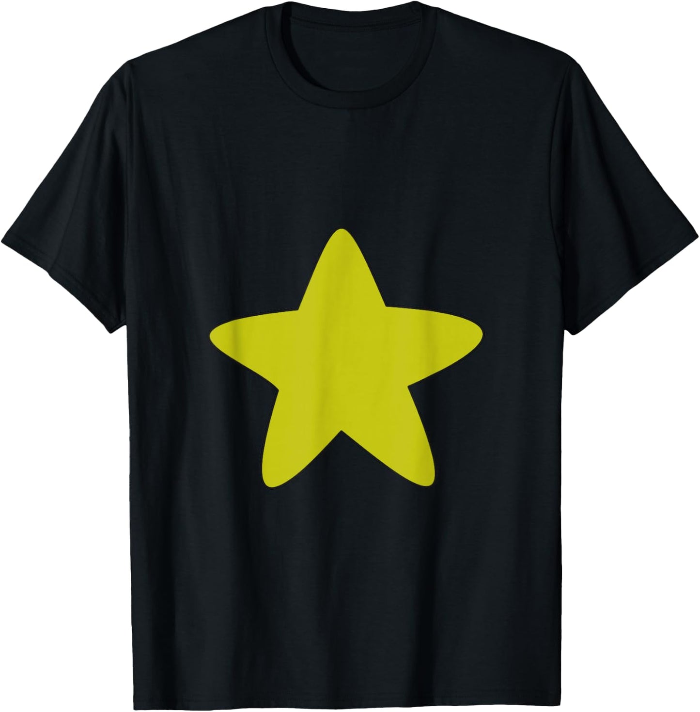 Bright Yellow Star Belly Shirt, Distressed Gold Star Stomach T-Shirt - T-Shirt | Black