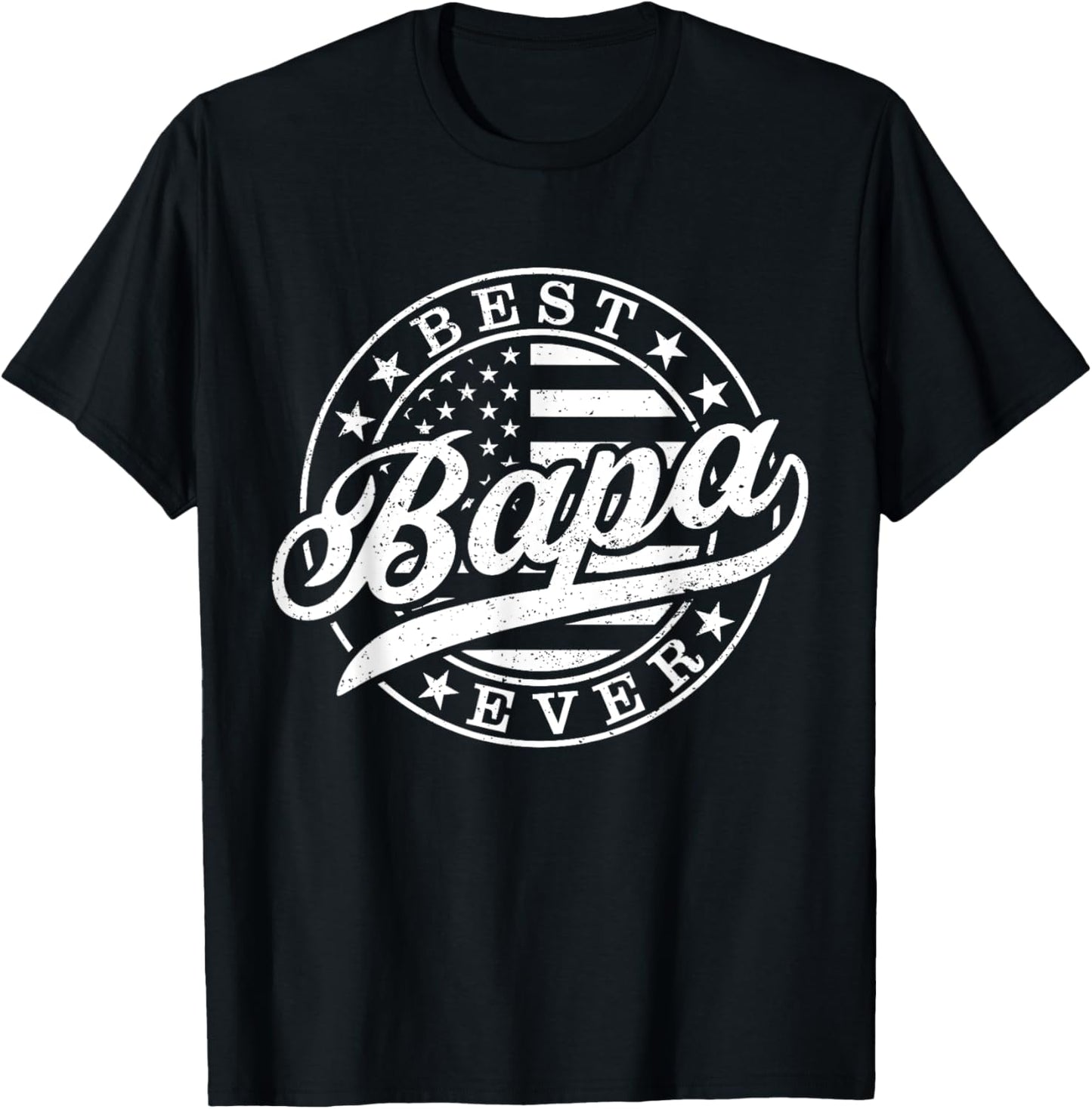 Best Bapa Ever American US Flag Funny Grandpa Father's Day T-Shirt - T-Shirt | Black