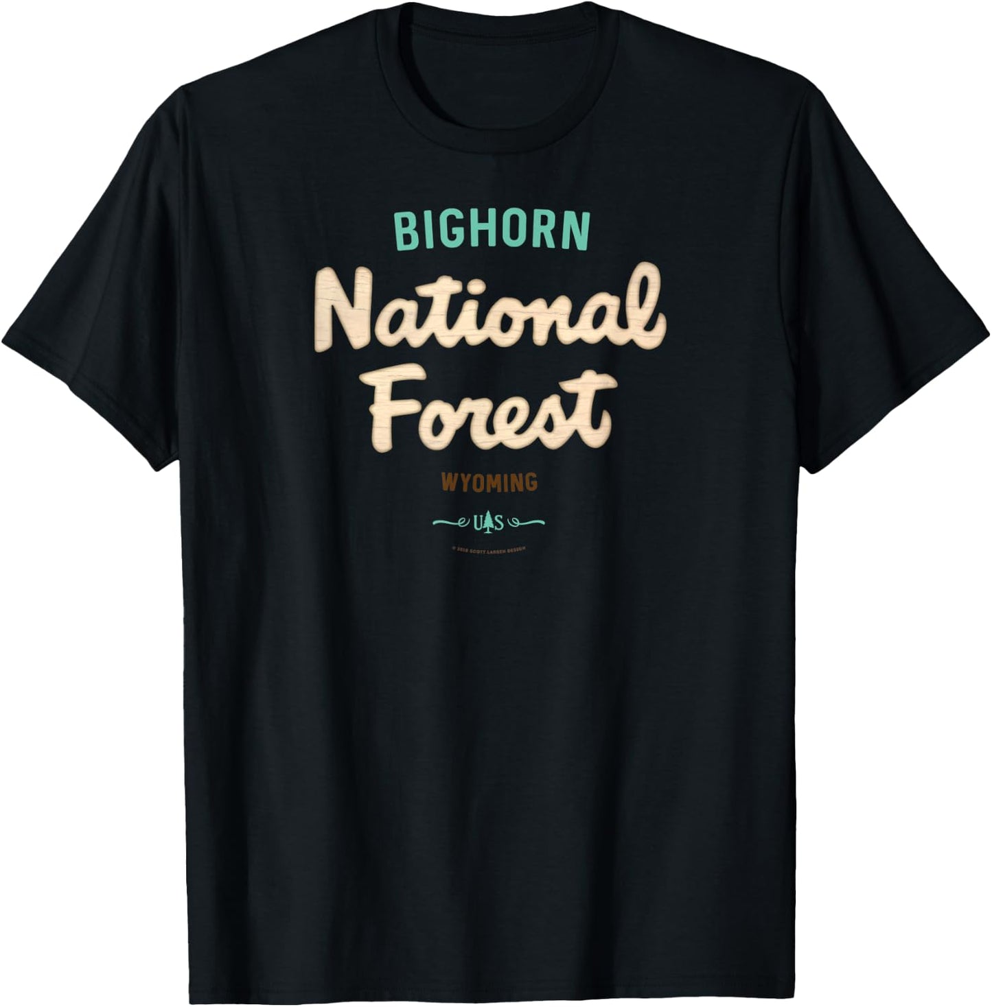 Bighorn National Forest Wyoming USFS Script Logo T-Shirt - T-Shirt | Black