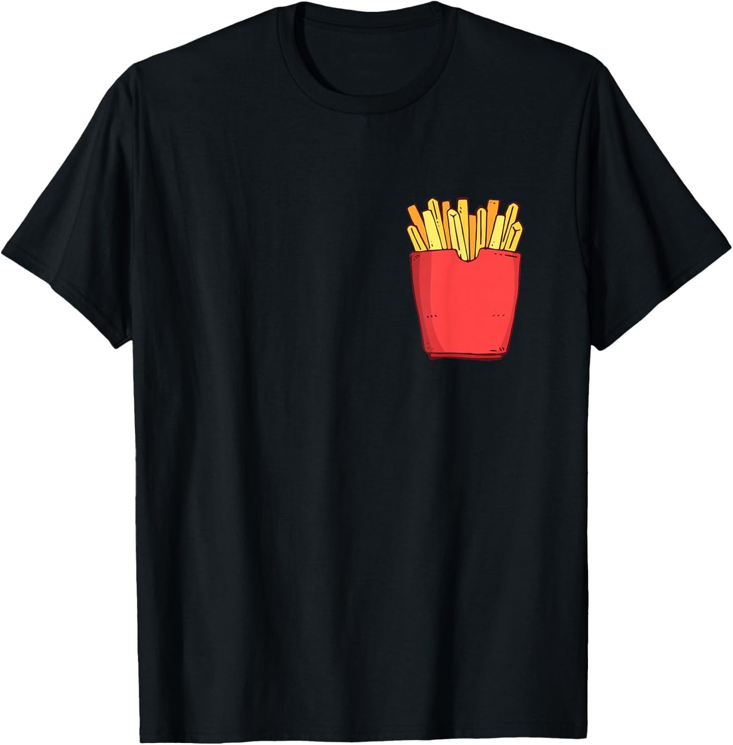 Fries Chest Pocket Pocket Fries Fast Food , black T-Shirt - T-Shirt | Black