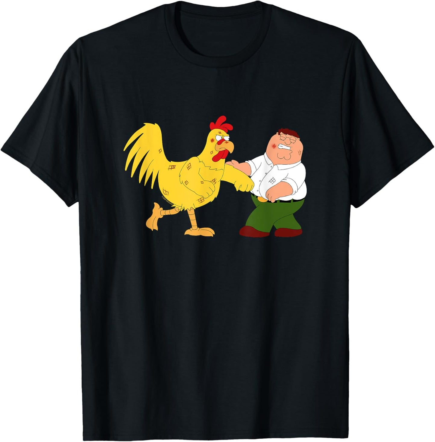Family Guy Peter & Chicken Fighting T-Shirt - T-Shirt | Black