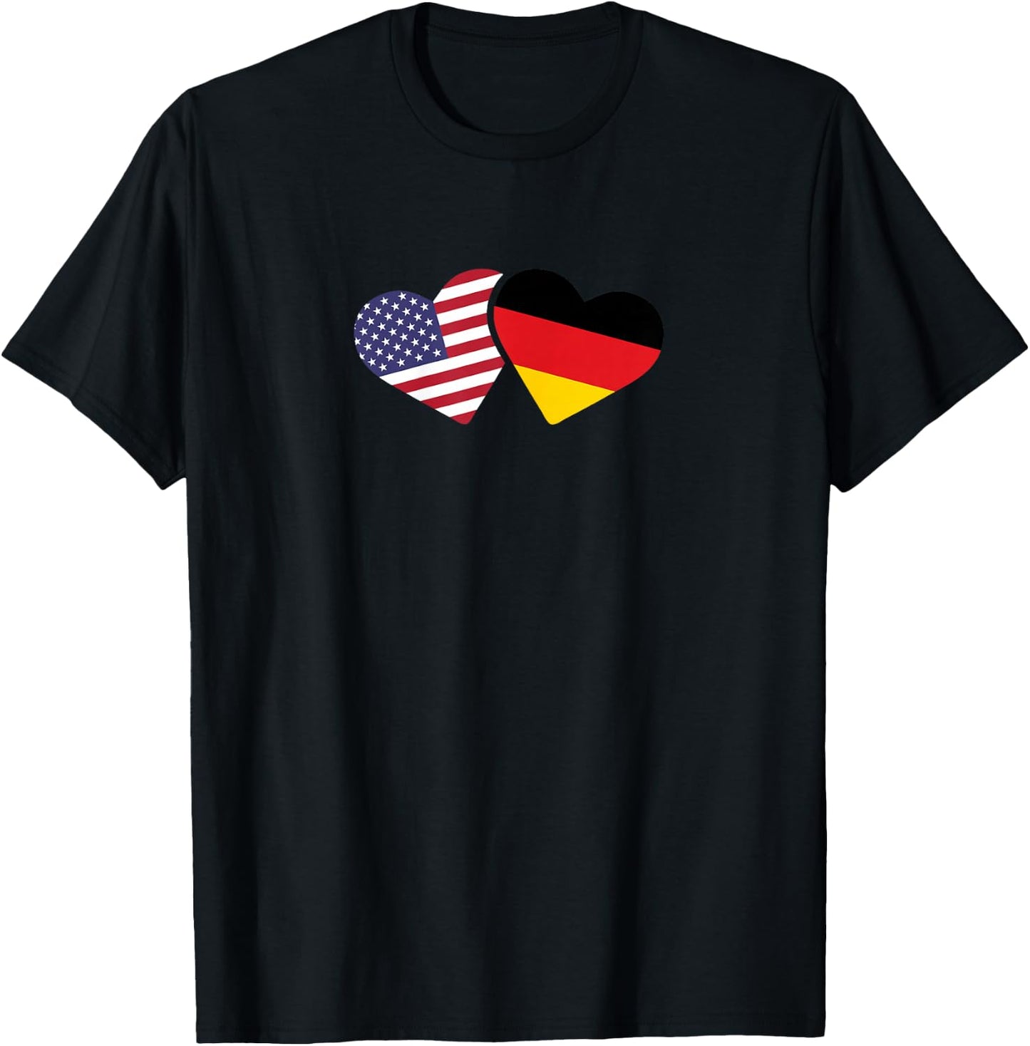 Germany USA Flag T Shirt Heart German American Love Cute T-Shirt - T-Shirt | Black