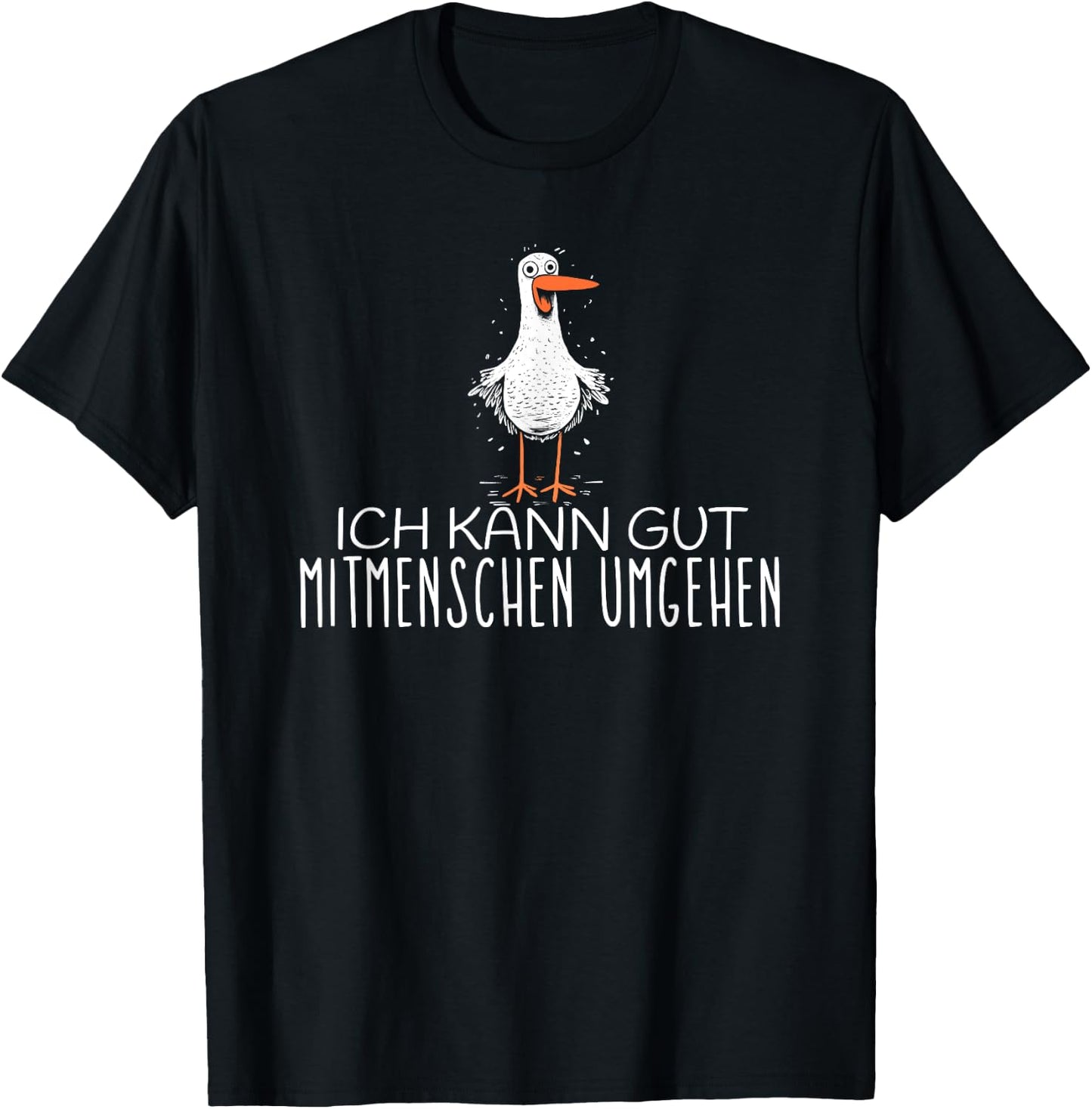 with German Text "Ich kann gut mitmenschen umgehen, black, S T-Shirt - T-Shirt | Black