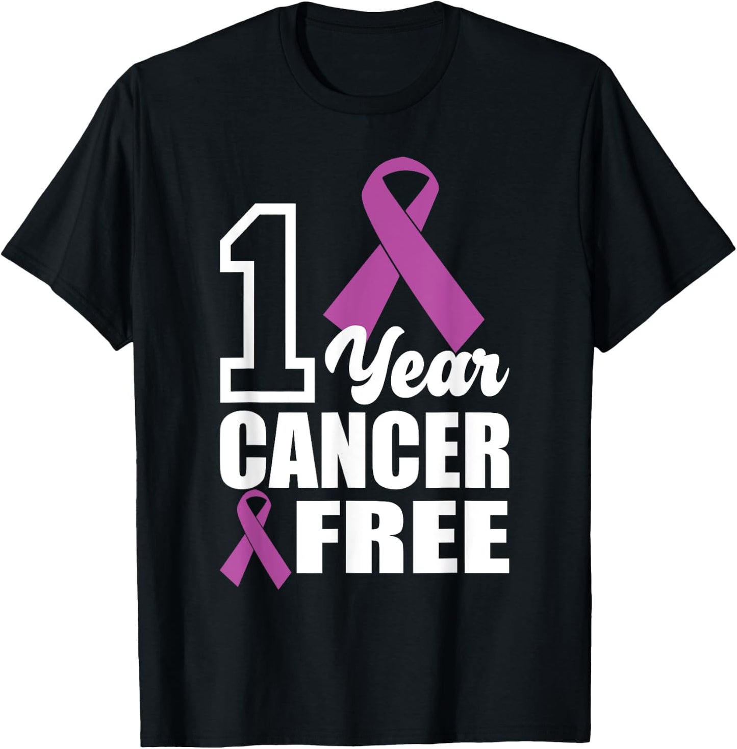 1 Year Cancer Free, Breast Cancer Survivor T-Shirt - T-Shirt | Black