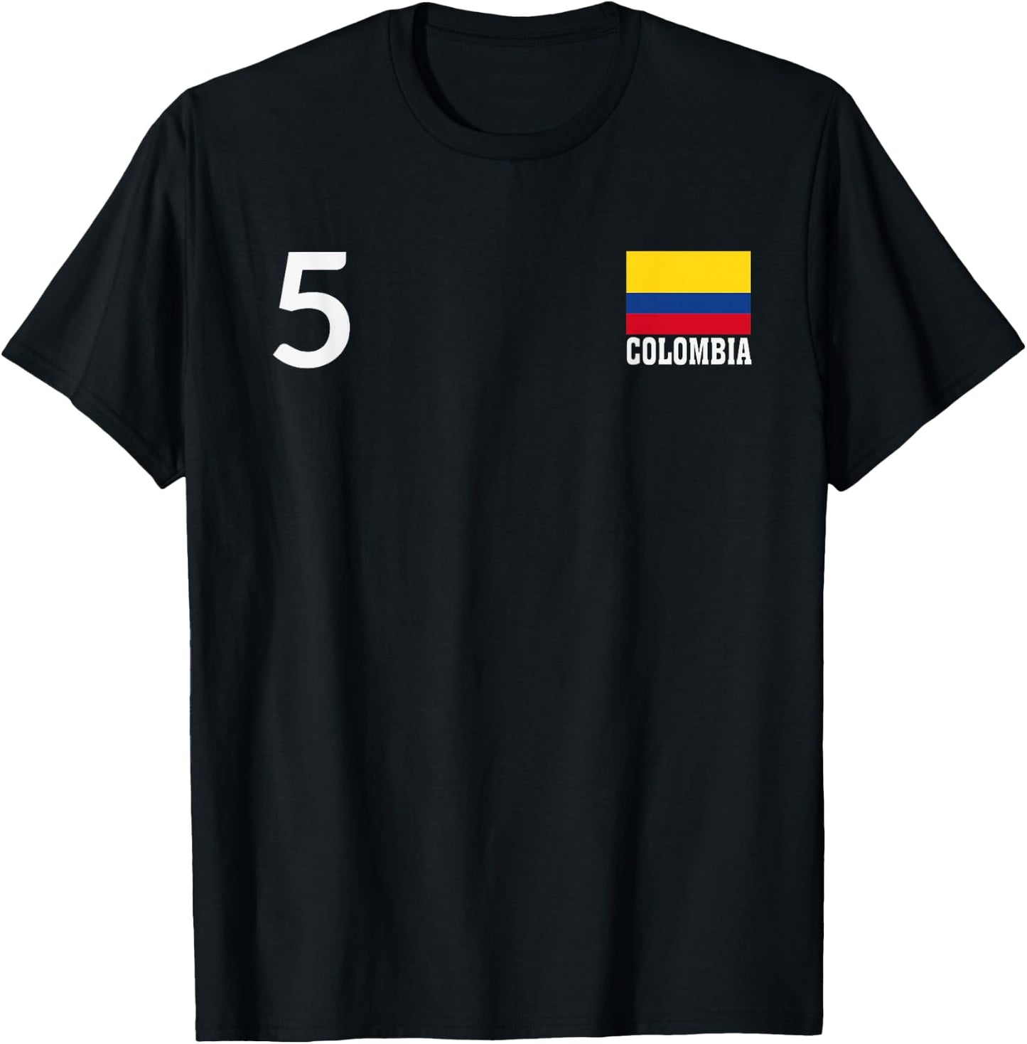 Colombia Number 5 National Flag Country Heritage T-Shirt - T-Shirt | Black