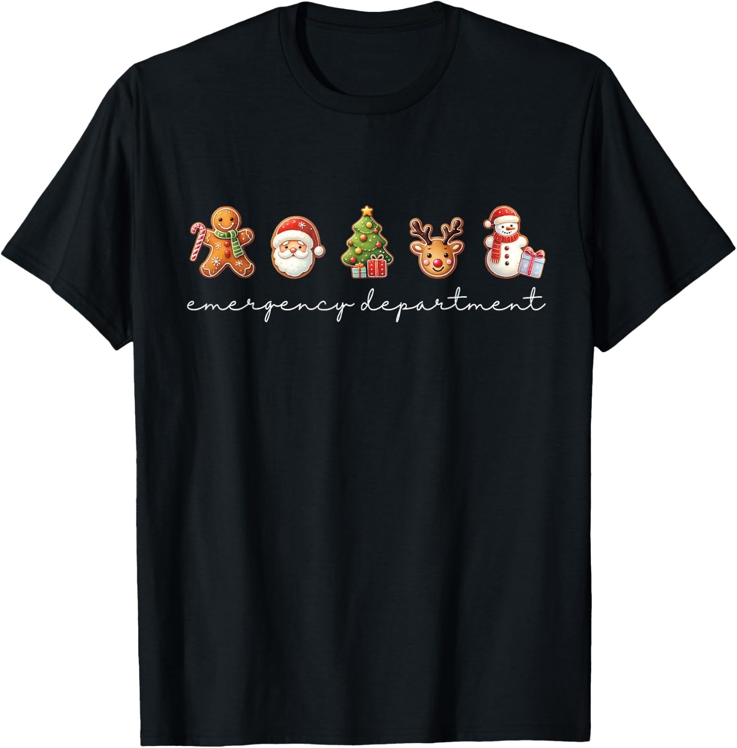 Emergency Department Christmas ED Tech Nurse Merry Xmas T-Shirt - T-Shirt | Black