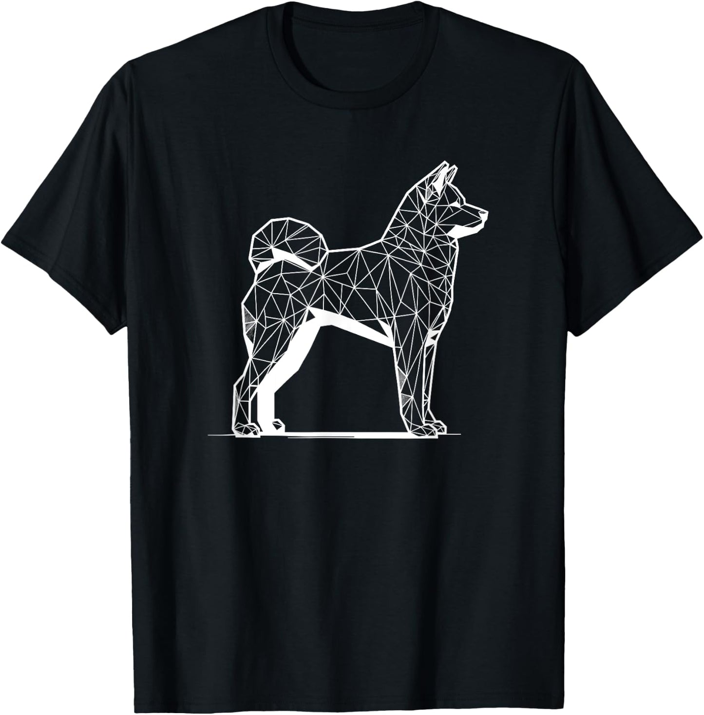 Geometric Line Art Akita Inu Akitas , Black, S T-Shirt - T-Shirt | Black