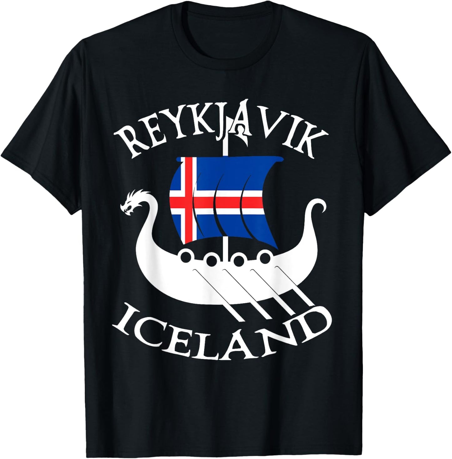 Reykjavik Viking Boat Iceland T-Shirt - T-Shirt | Black