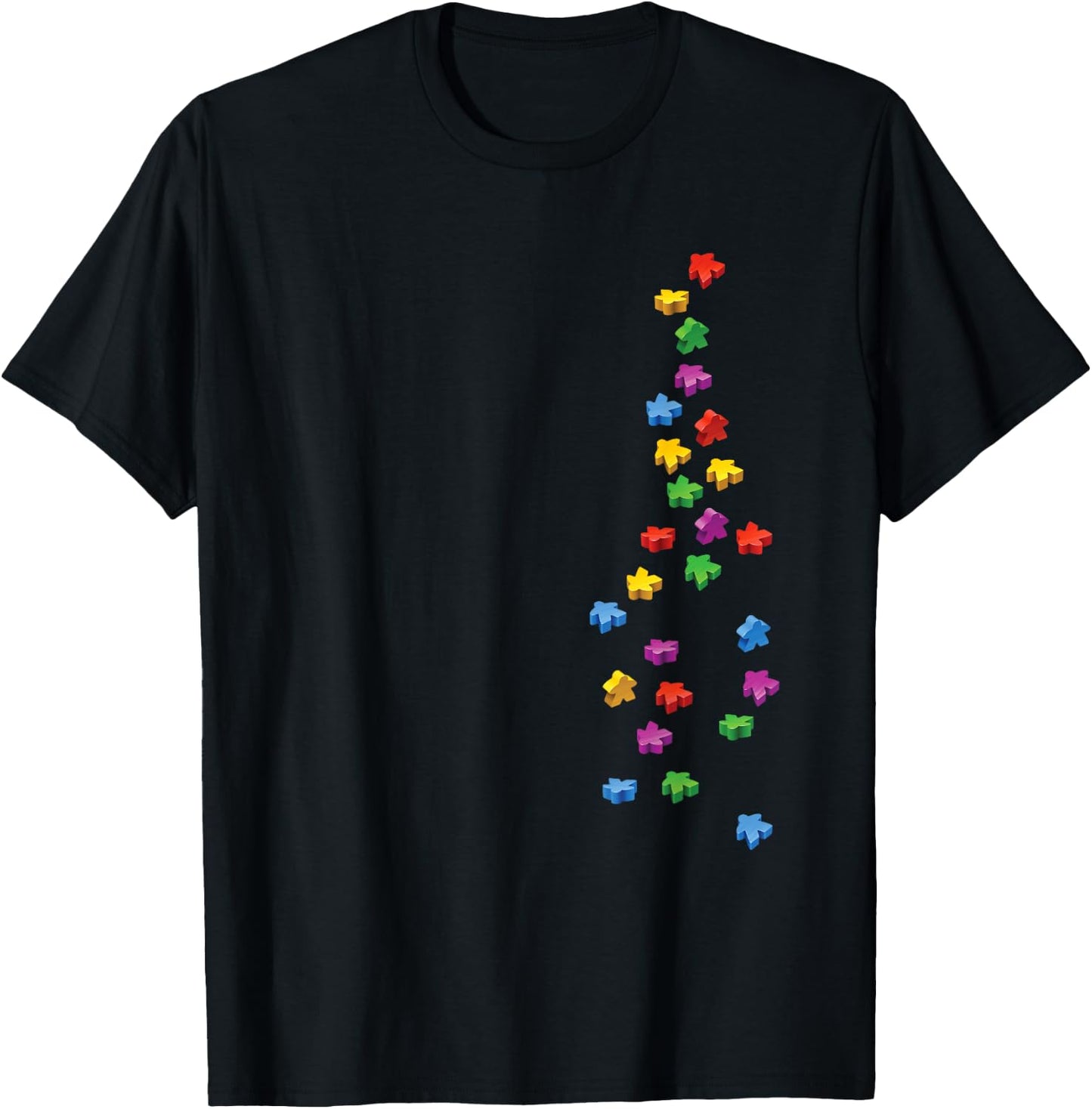 Falling Meeples - Brettspiele T-Shirt - T-Shirt | Black