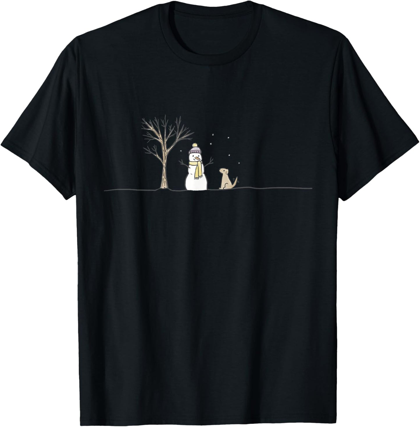 Christmas Snowman Cute Dog Xmas Holiday Minimalist Women T-Shirt - T-Shirt | Black