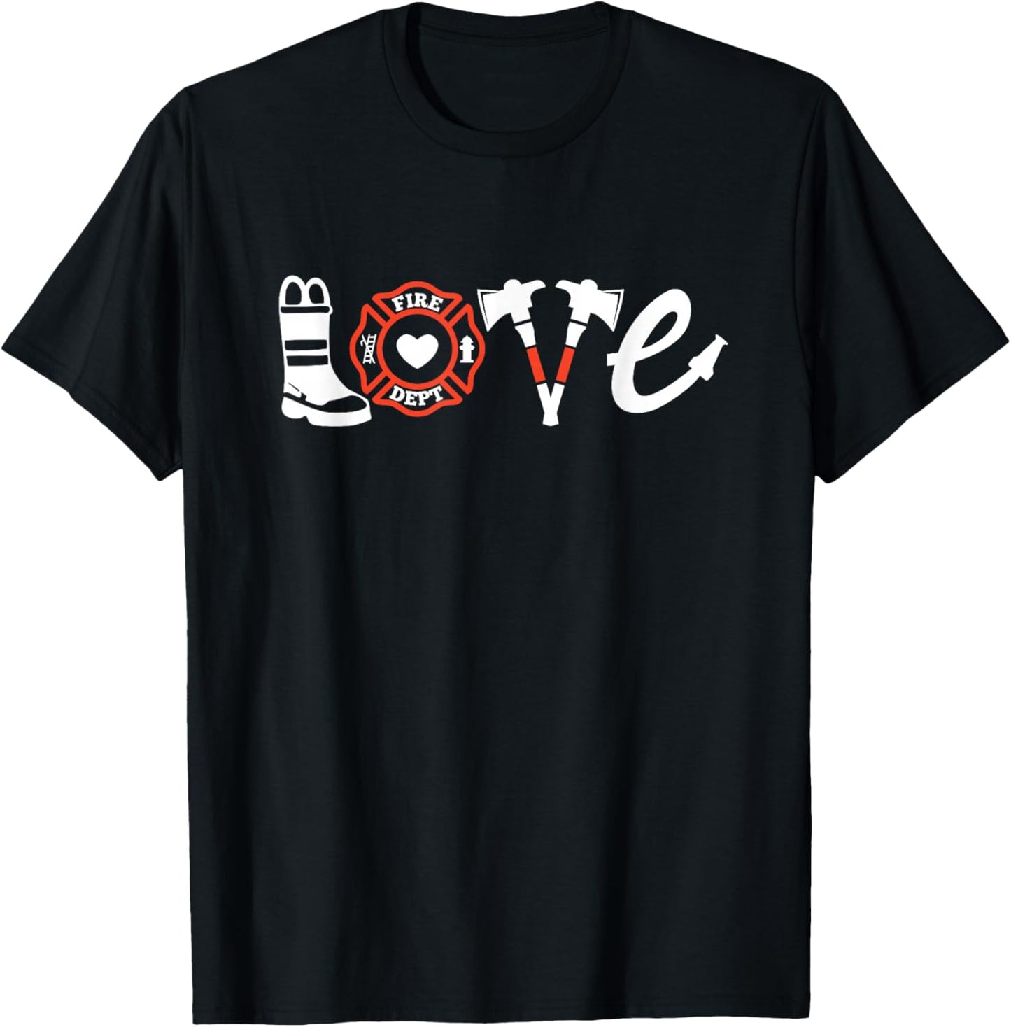 Firefighter Shirt- Love Firefighter , Firefighter Gift T-Shirt - T-Shirt | Black