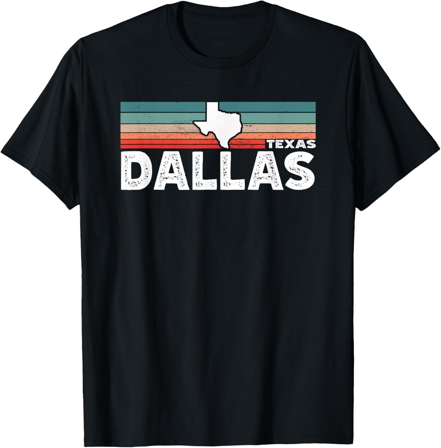 Vintage Retro Dallas TX Tourist Native Texas State T-Shirt - T-Shirt | Black