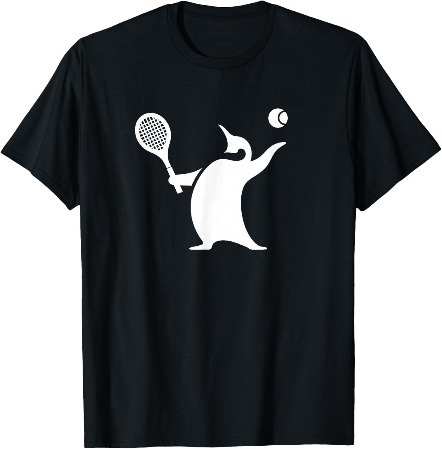 Minimalist Penguin Tennis Silhouette Design T-Shirt - T-Shirt | Black