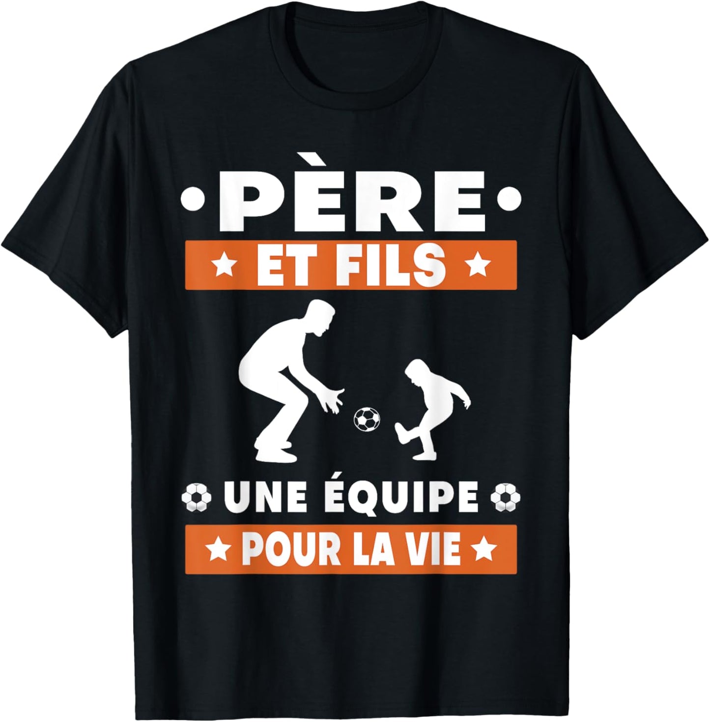 father and son football duo man team dad footballer , Black, S T-Shirt - T-Shirt | Black