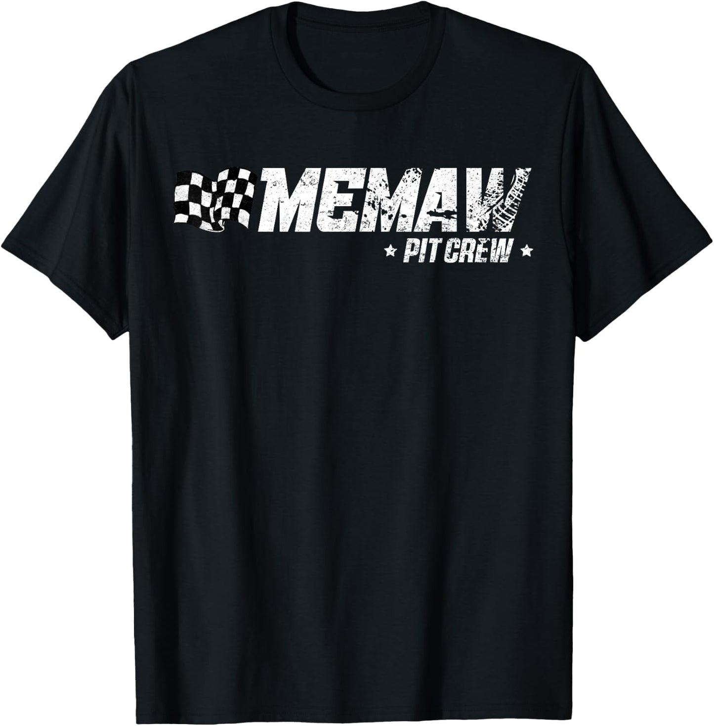 Memaw Pit Crew Race Car Birthday Family Racing T-Shirt - T-Shirt | Black
