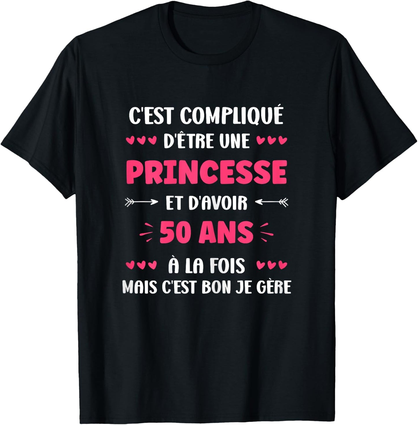 Funny 50th Birthday Princess Woman 50 Years , Black, Female X-Small T-Shirt - T-Shirt | Black