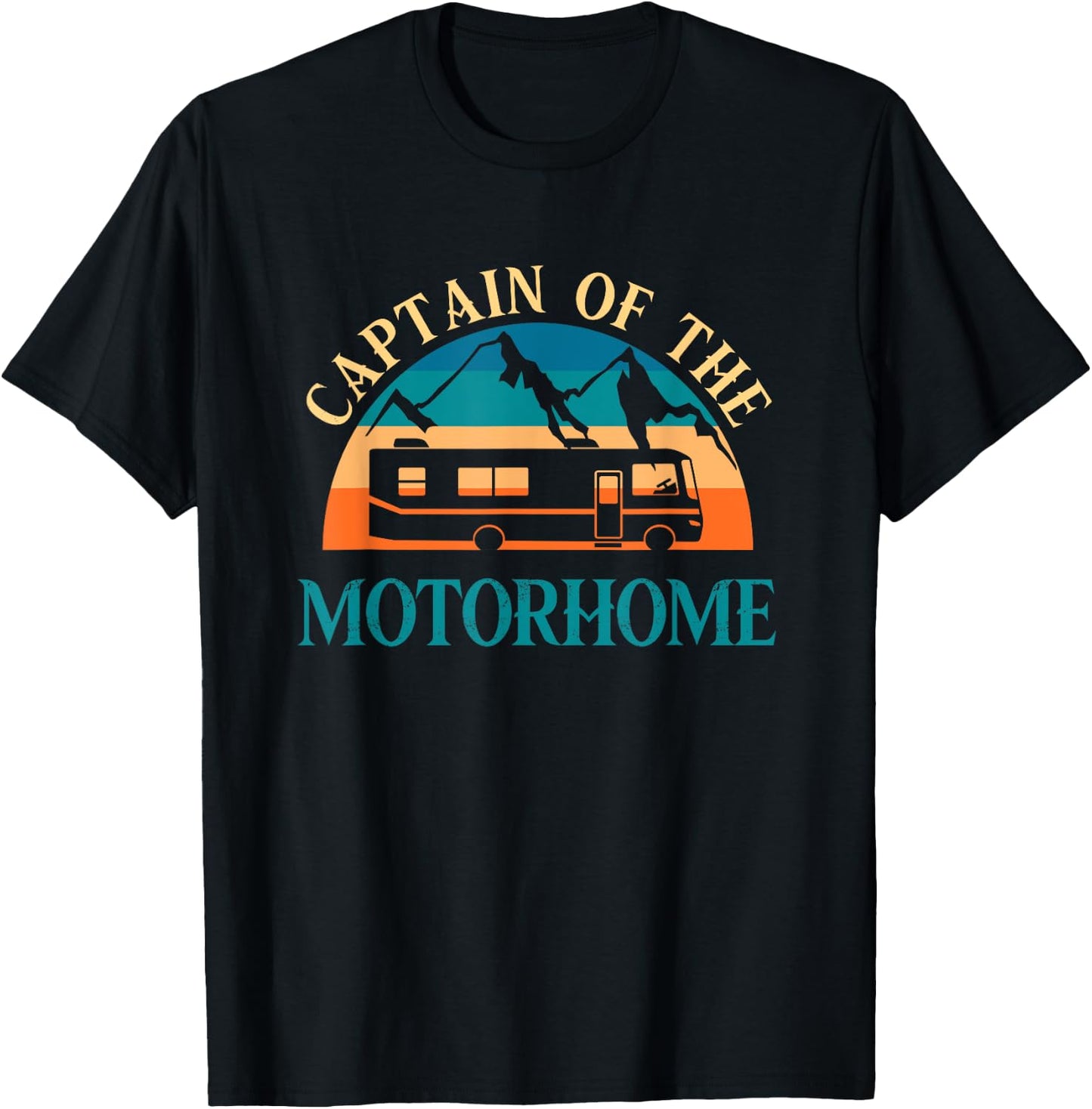 Retro RV Camping Captain Of The Motorhome Camper T-Shirt - T-Shirt | Black