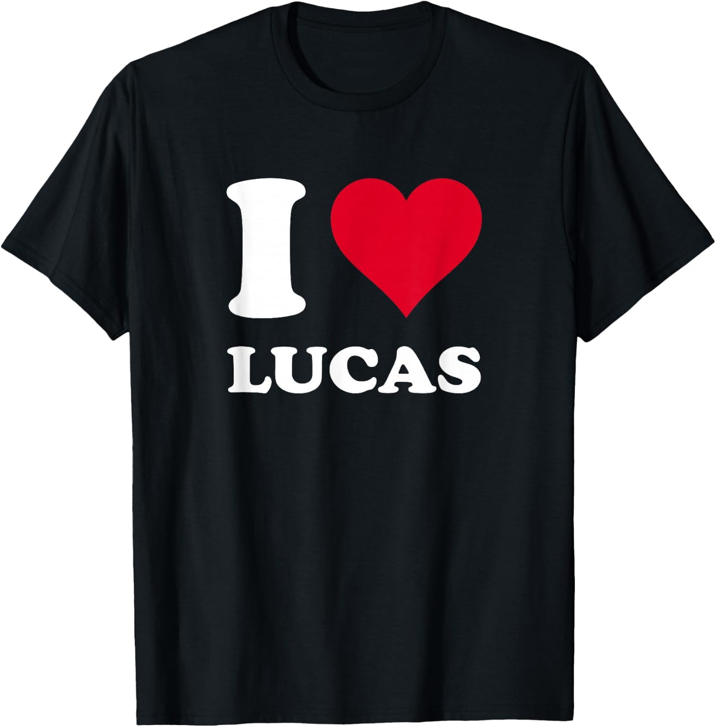 Red Heart I Love Lucas , Black, S T-Shirt - T-Shirt | Black