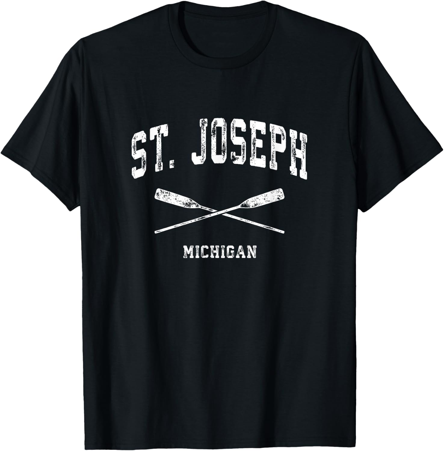 St. Joseph Michigan Vintage Nautical Crossed Oars T-Shirt - T-Shirt | Black