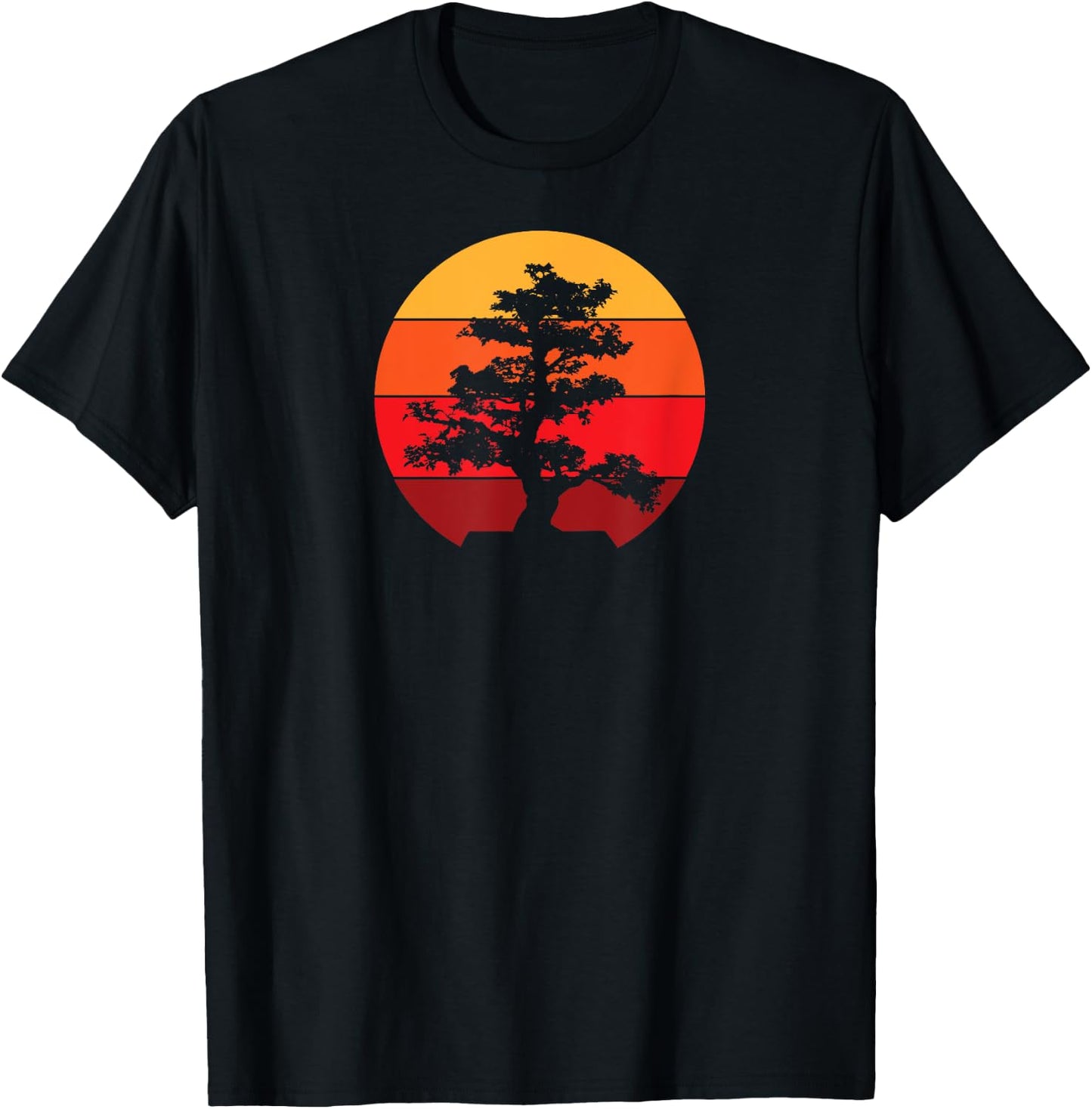 Pacific Ocean Beach Bonsai Tree Sun Retro Vintage T-Shirt - T-Shirt | Black