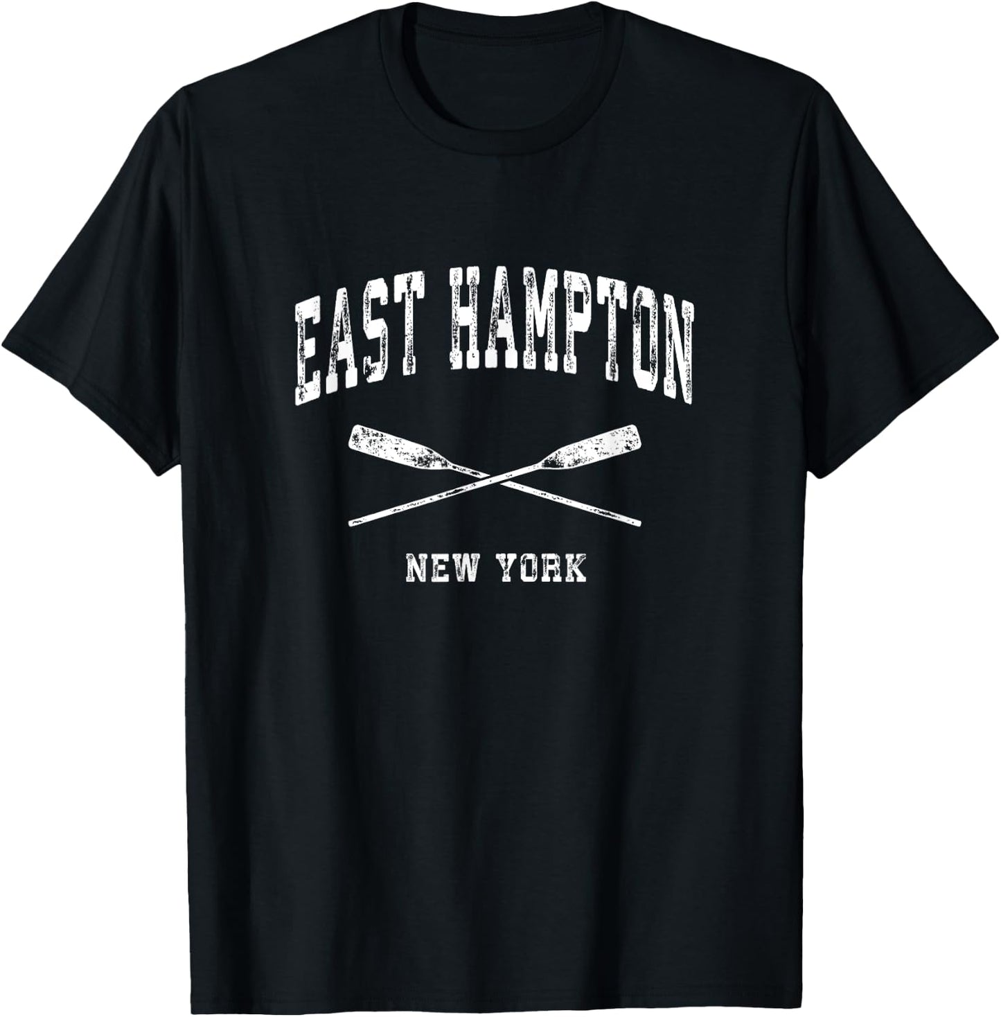 East Hampton New York Vintage Nautical Crossed Oars T-Shirt - T-Shirt | Black