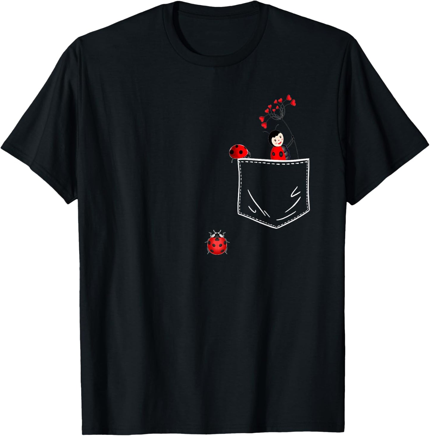 Ladybug In The Pocket Love Ladybugs T-Shirt - T-Shirt | Black