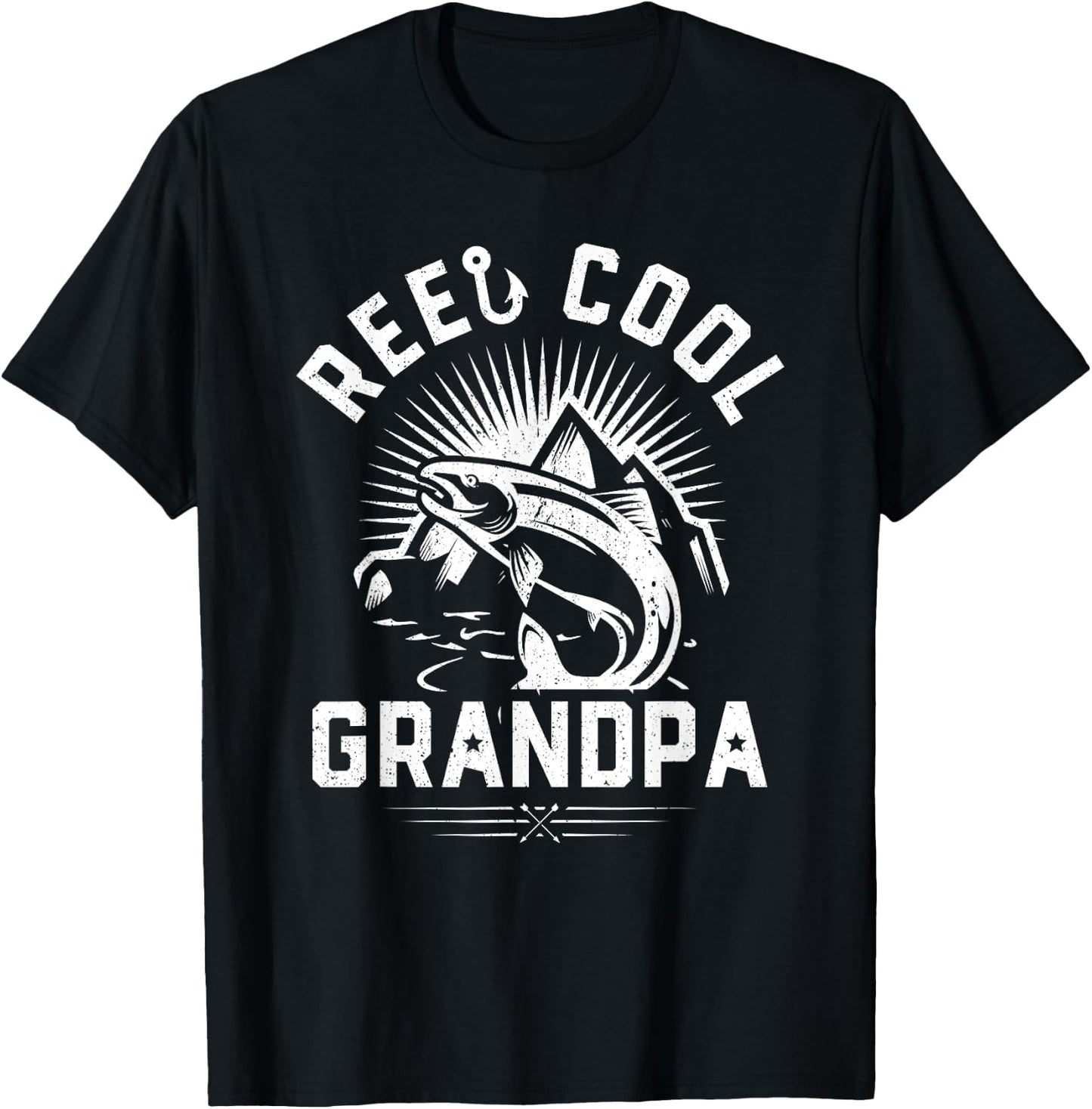Reel Cool Grandpa Shirt Gift Funny Fishing Fathers Day T-Shirt - T-Shirt | Black