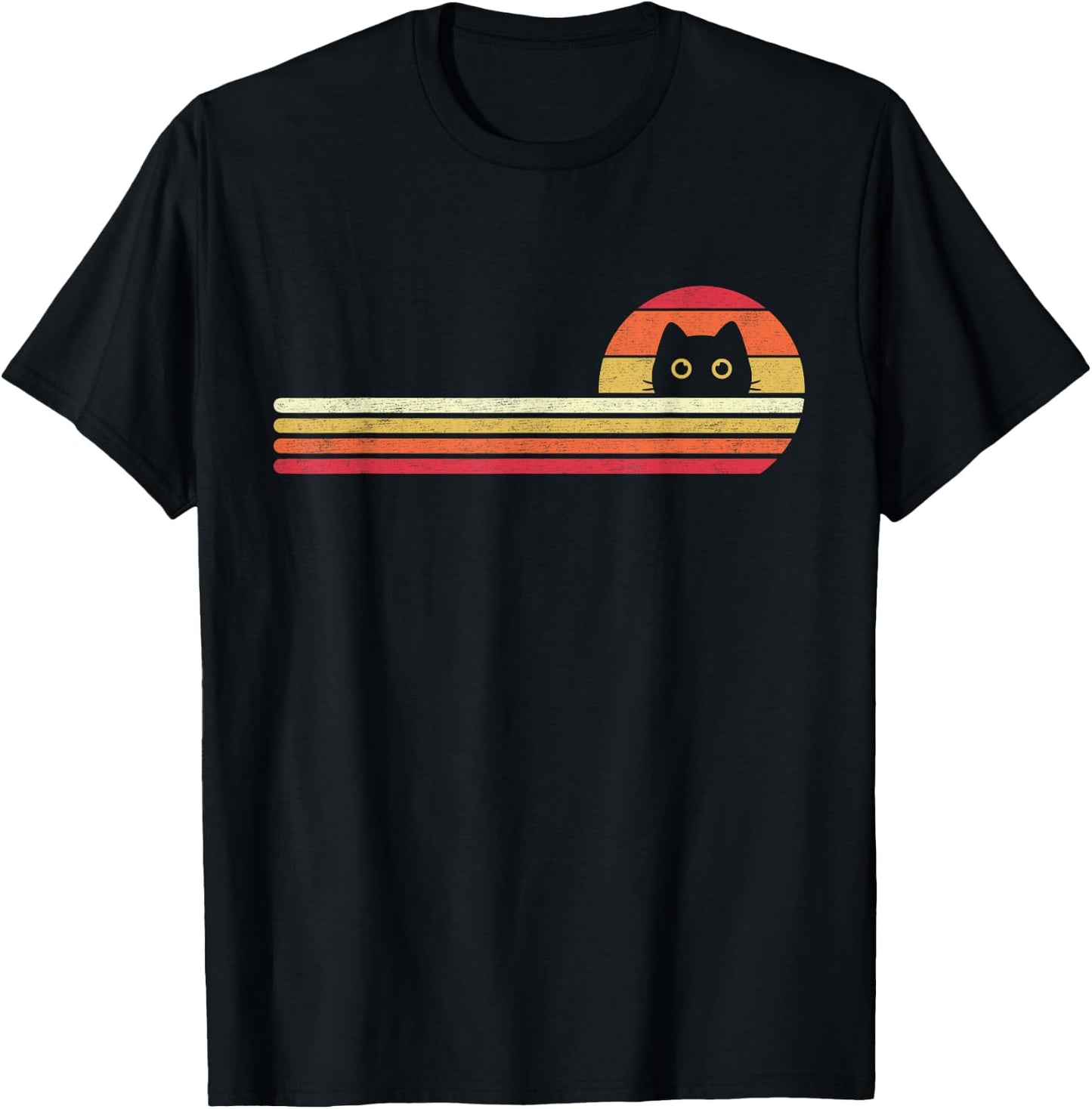 Funny Cat Shirt Cute Retro Vintage 70s 80s Style Cats Lover T-Shirt - T-Shirt | Black