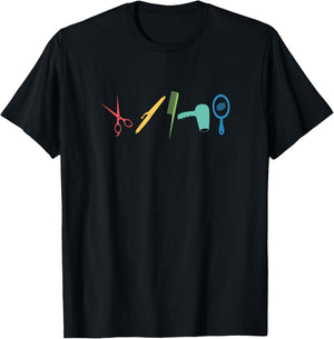 Retro Friseur Werkzeuge | Schönheitssalon | Friseur T-Shirt - T-Shirt | Black