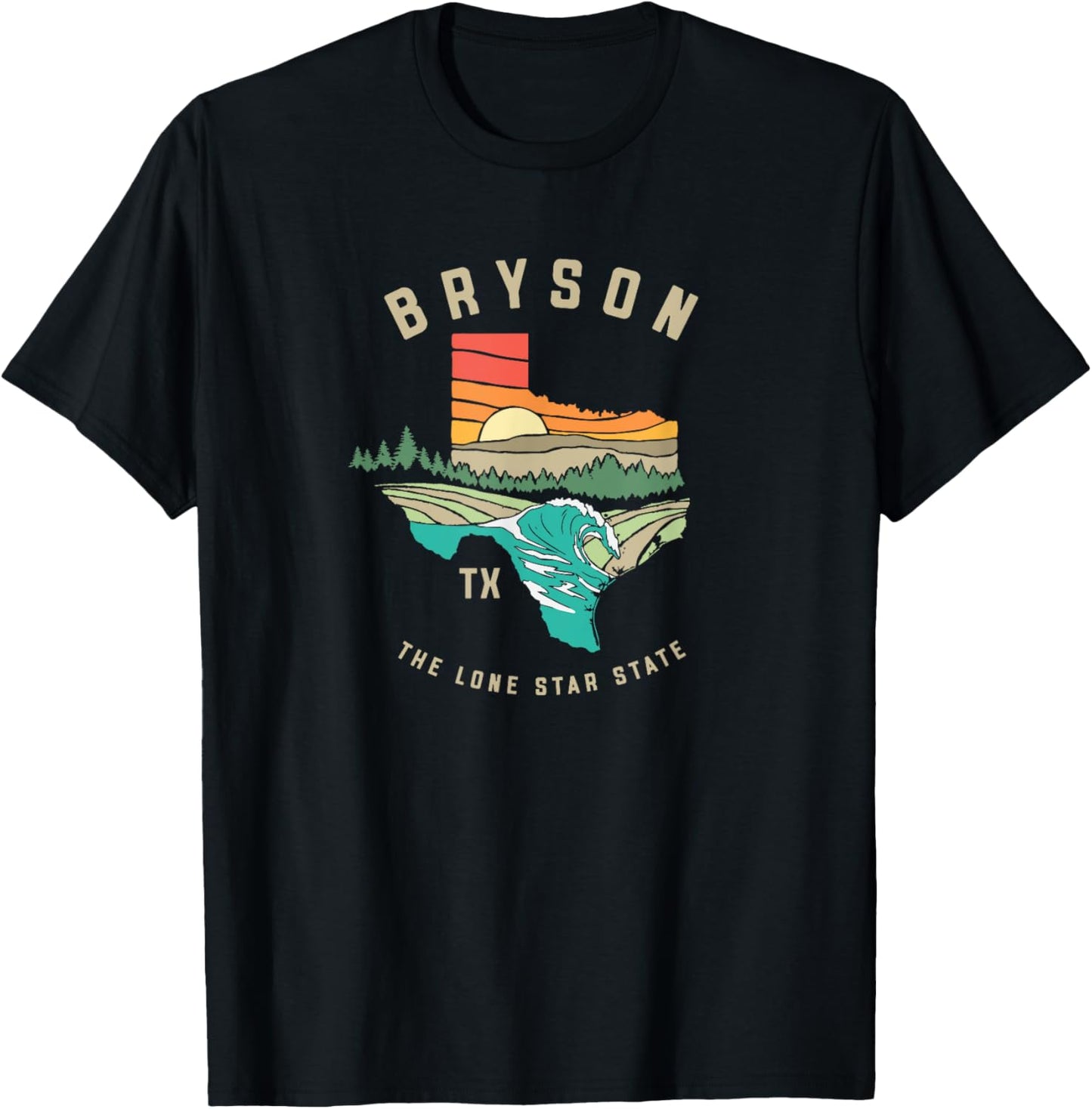 Bryson Texas Outdoors Vintage Nature Illustration T-Shirt - T-Shirt | Black