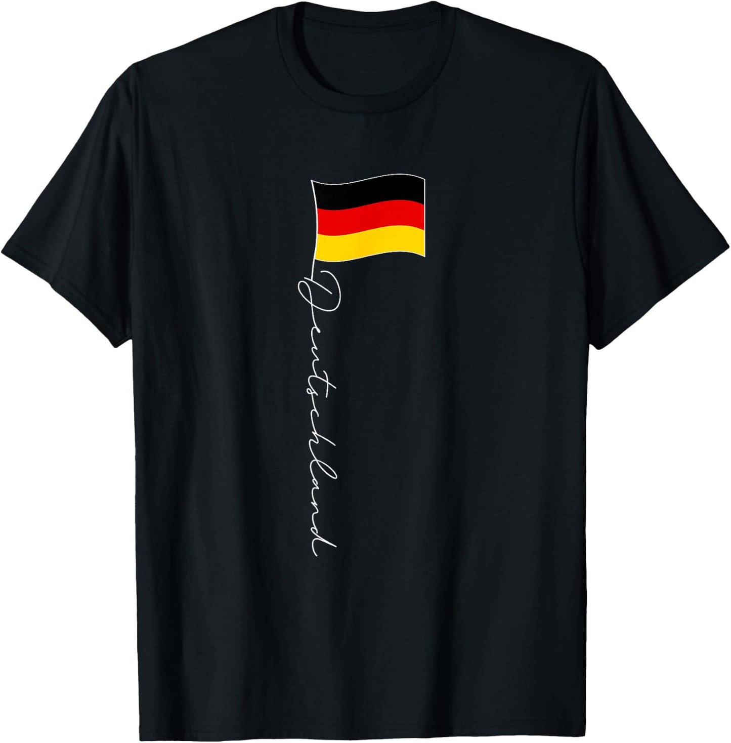 Family Heritage Gifts Germany Signature Flag Pole - German Flag White Text T-Shirt - T-Shirt | Black