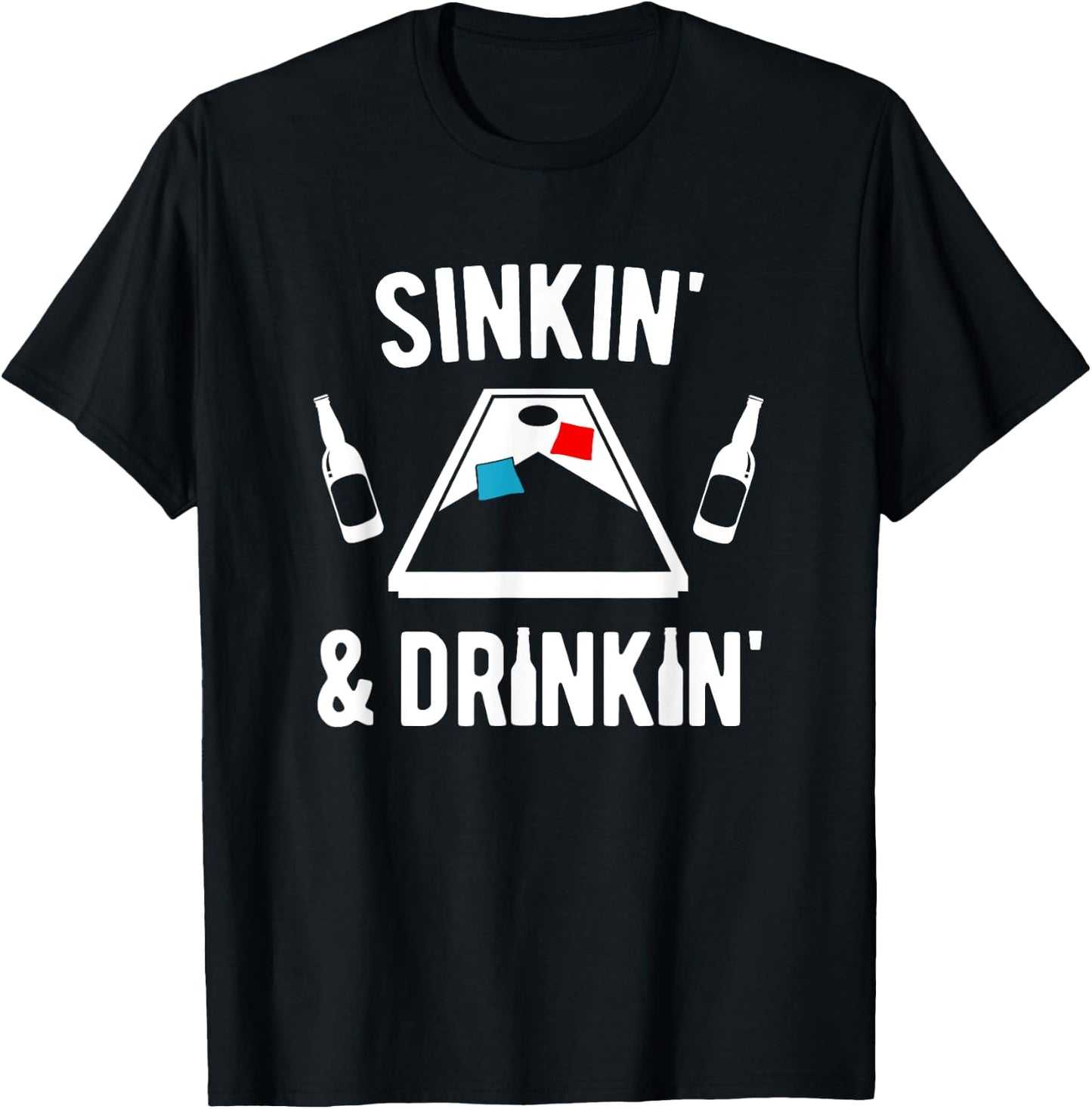 Sinkin' and Drinkin' Cornhole T-Shirt - T-Shirt | Black