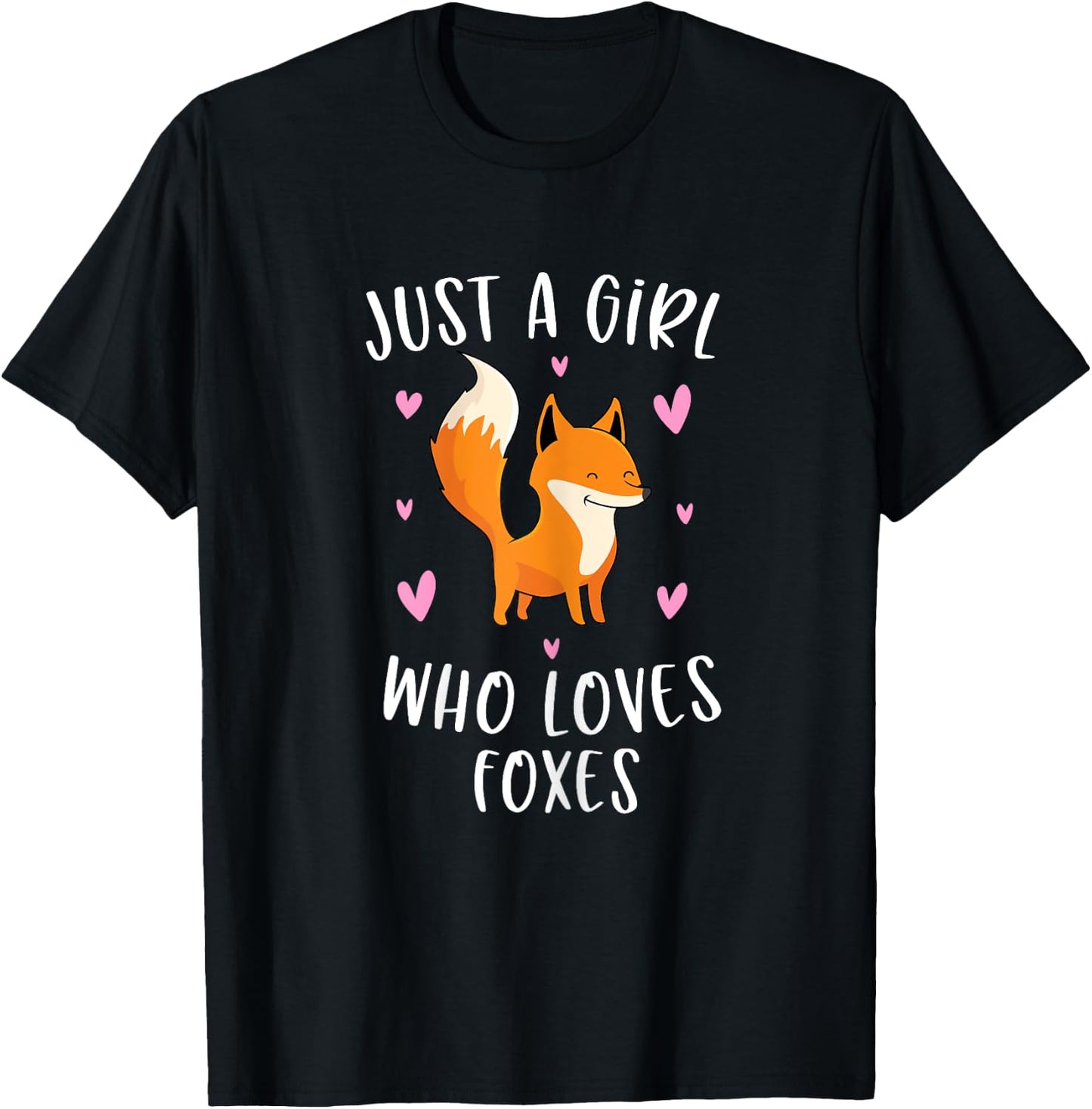 Just A Girl Who Loves Foxes Funny Fox Gifts For Girls T-Shirt - T-Shirt | Black