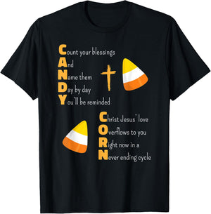 Christian Candy Corn Halloween Jesus Loves Boys Girls Kids T-Shirt - T-Shirt | Black