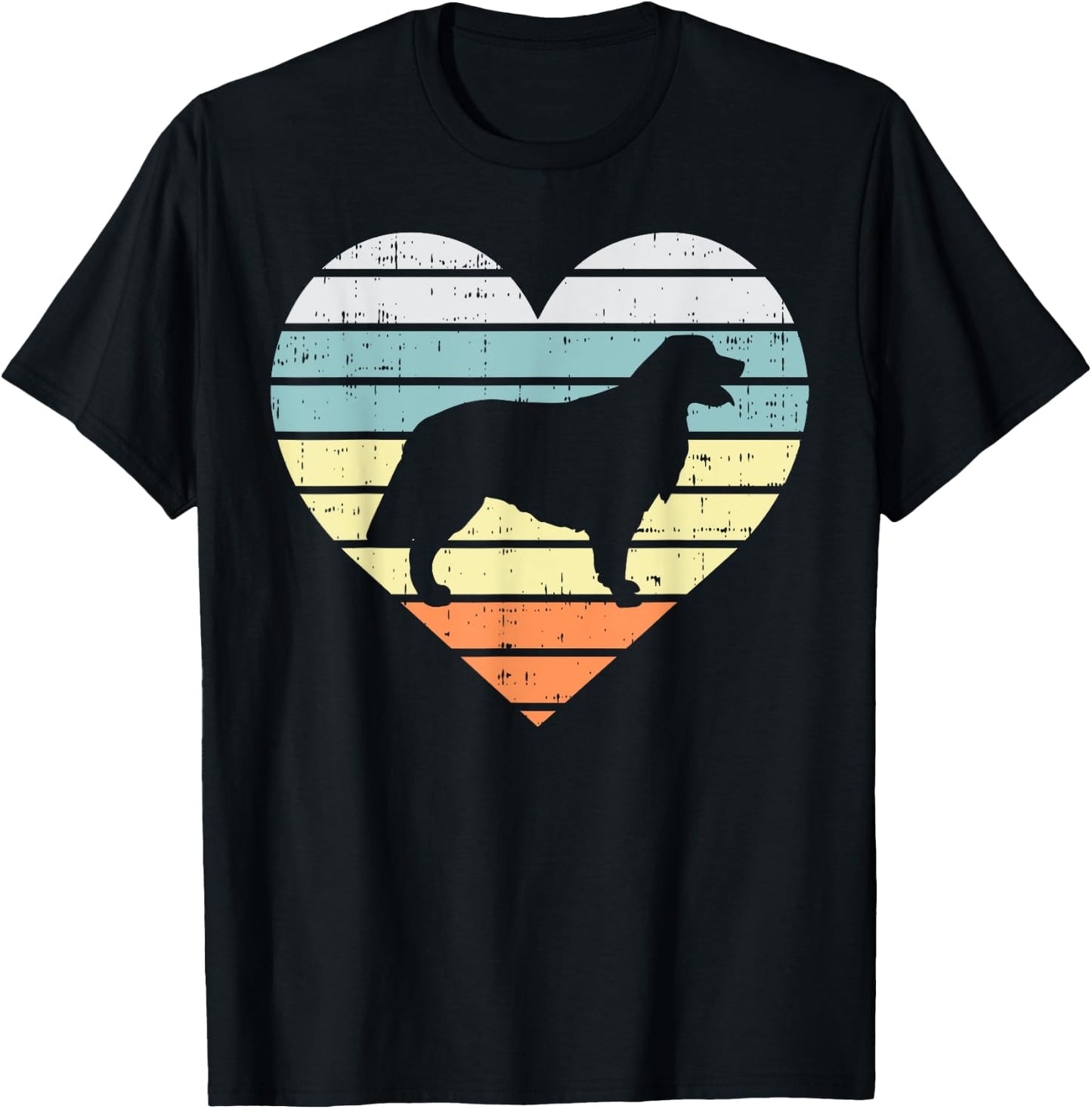 Golden Retriever Silhouette Heart Retro Dog Lover Women Gift T-Shirt - T-Shirt | Black