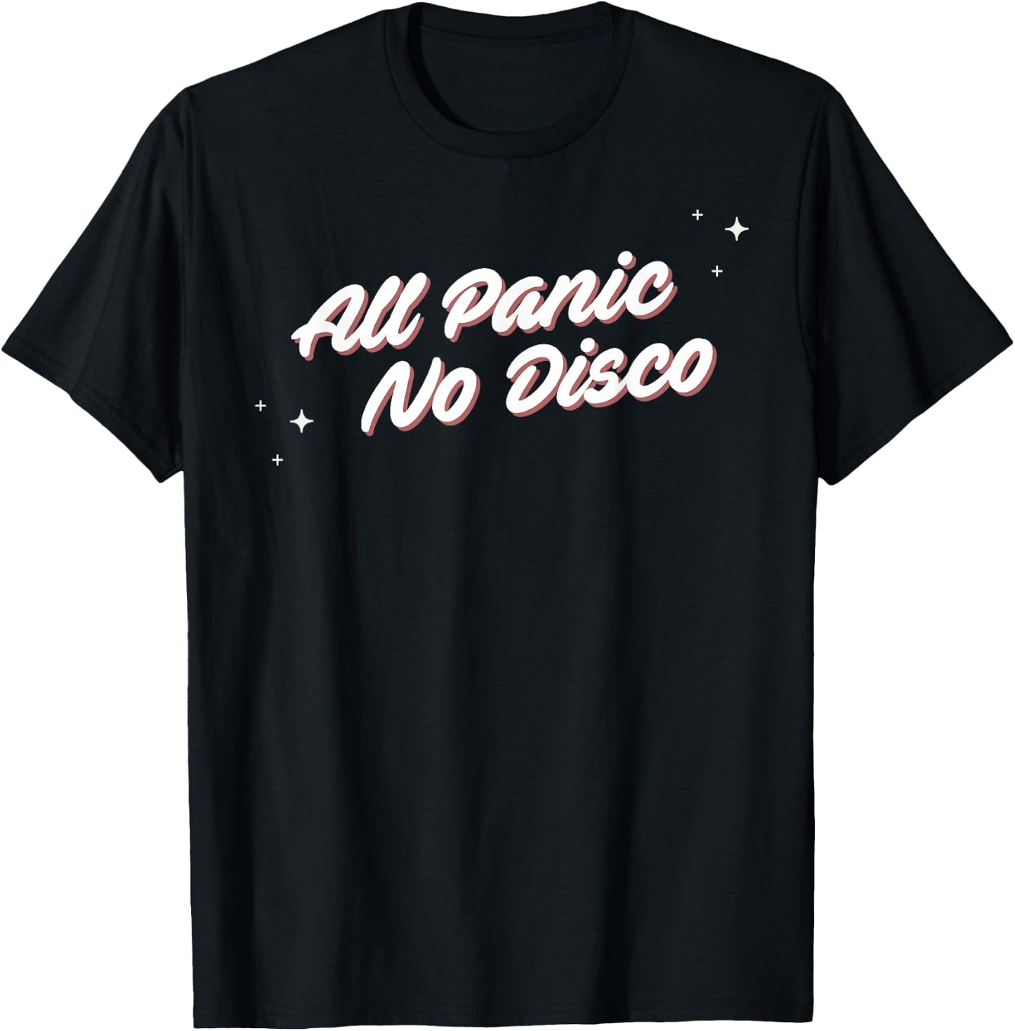 HydePrints All Panic No Disco - -Adults, Black, Small, Short Sleeve, Classic Fit, Crew Collar, Modern, Music T-Shirt - T-Shirt | Black