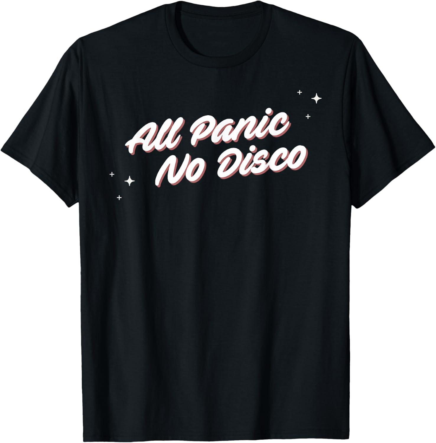 HydePrints All Panic No Disco - -Adults, Black, Small, Short Sleeve, Classic Fit, Crew Collar, Modern, Music T-Shirt - T-Shirt | Black