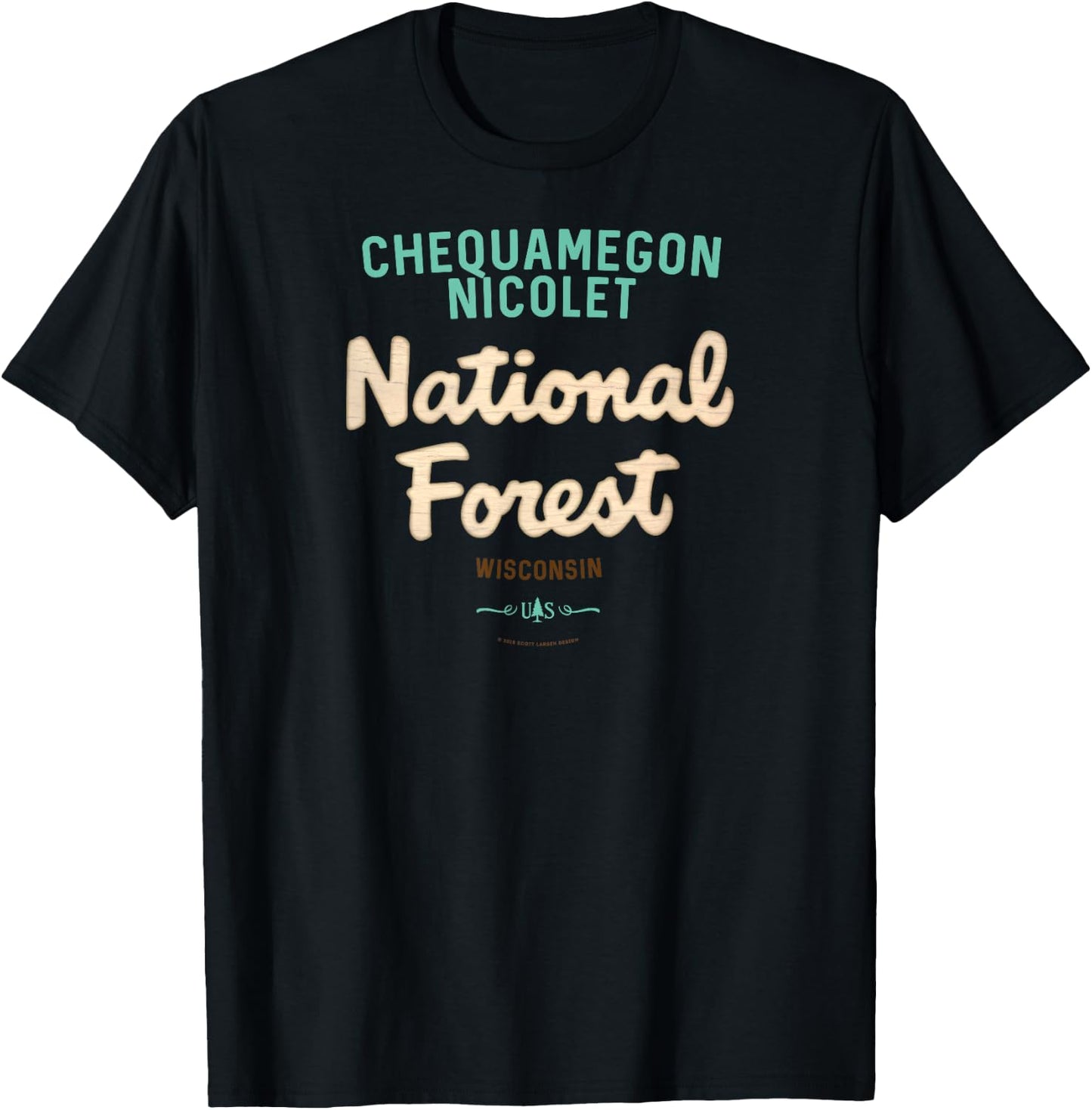 Chequamegon Nicolet National Forest Wisconsin USFS Script T-Shirt - T-Shirt | Black